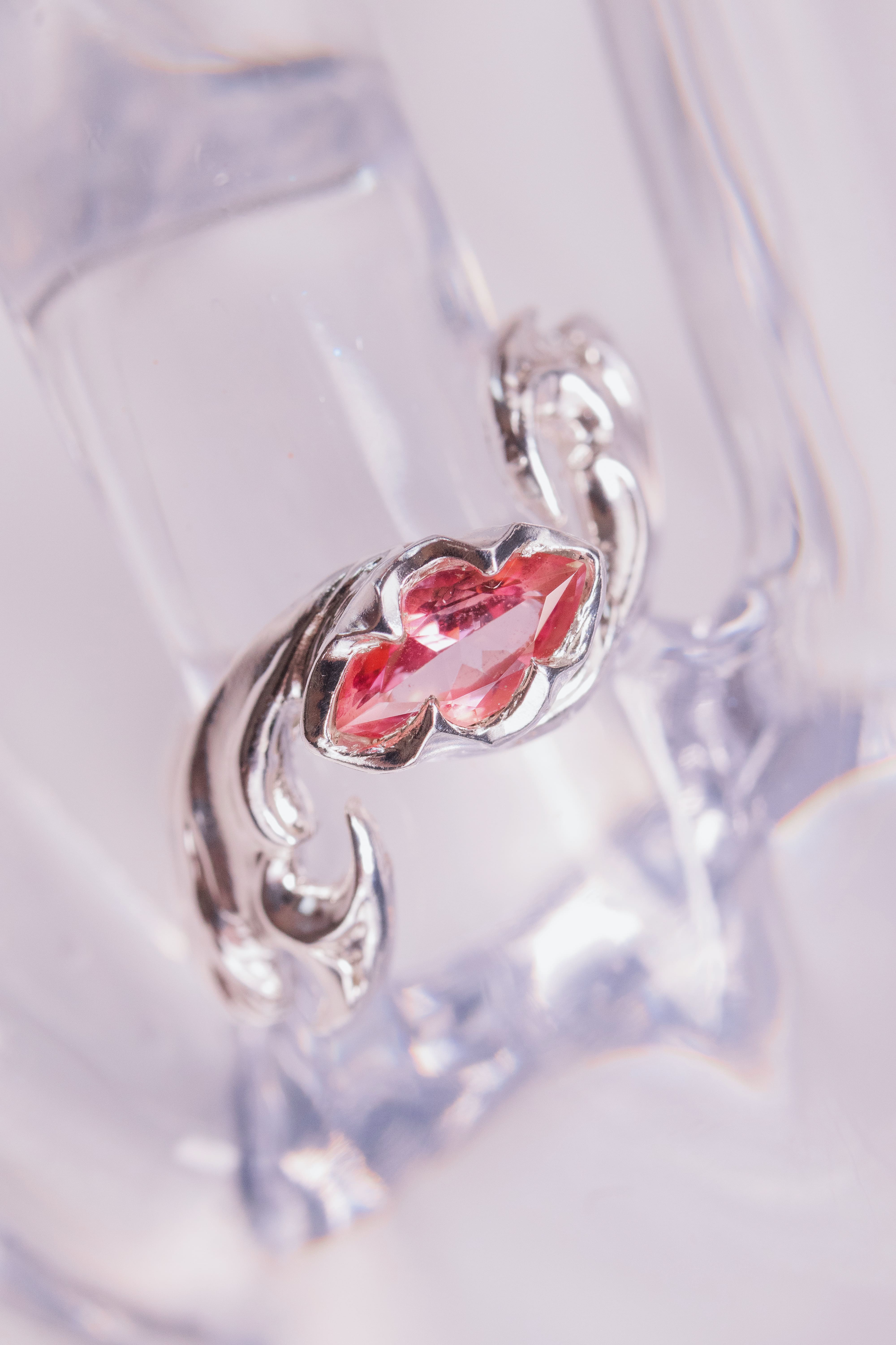 Tribal Ring with a Marquise-Cut Gem