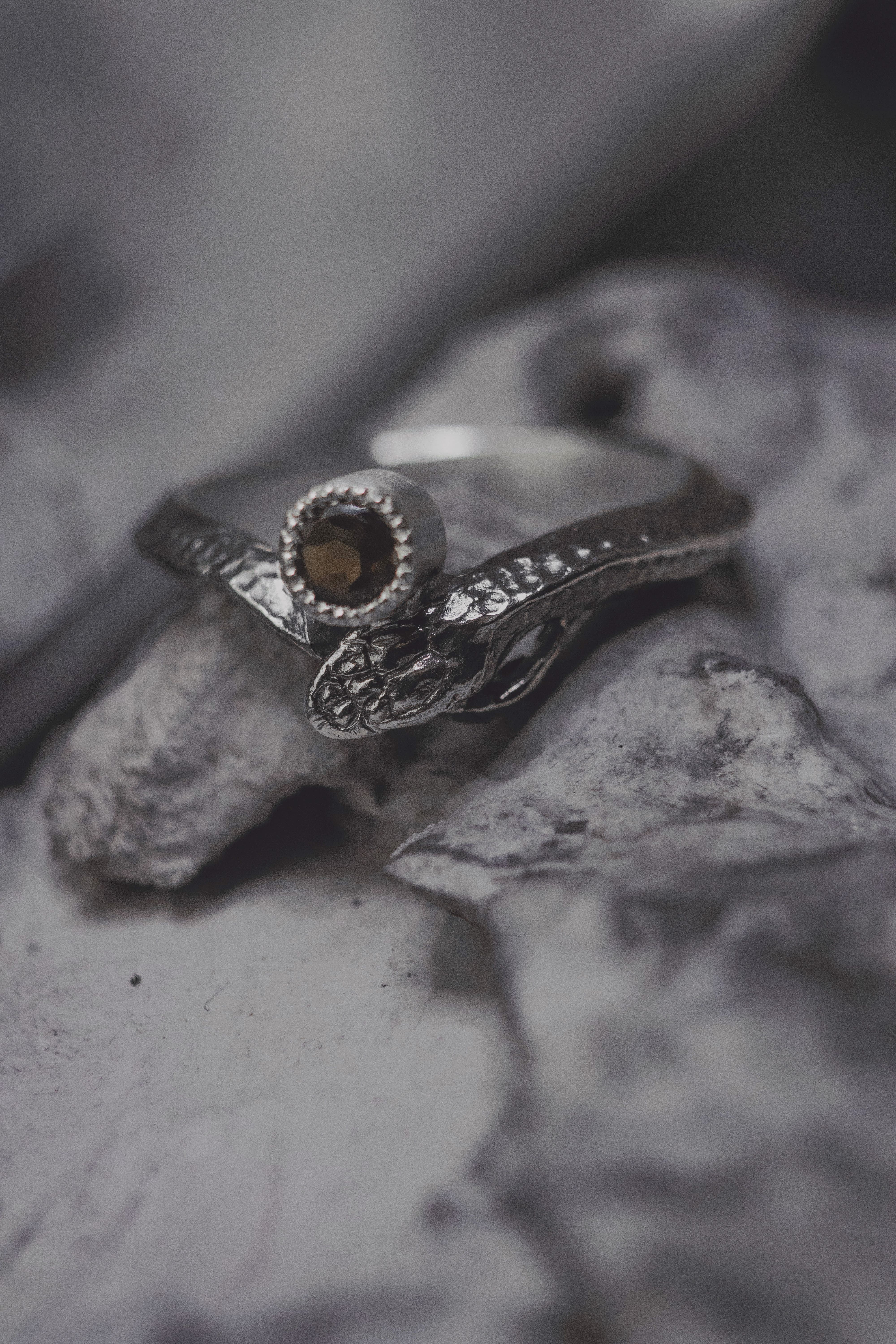Ouroboros Ring with Stone