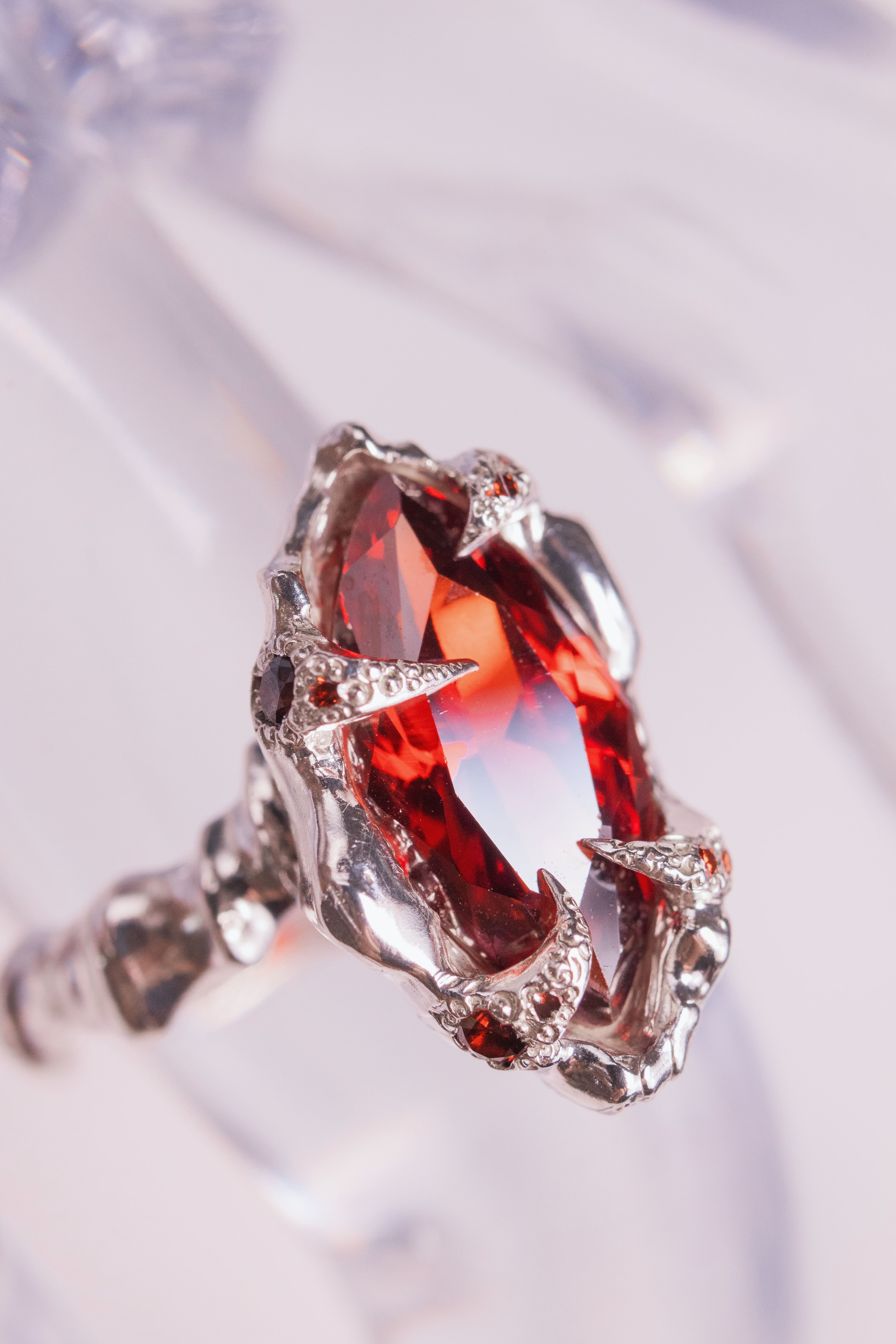 Organic Red CZ Ring