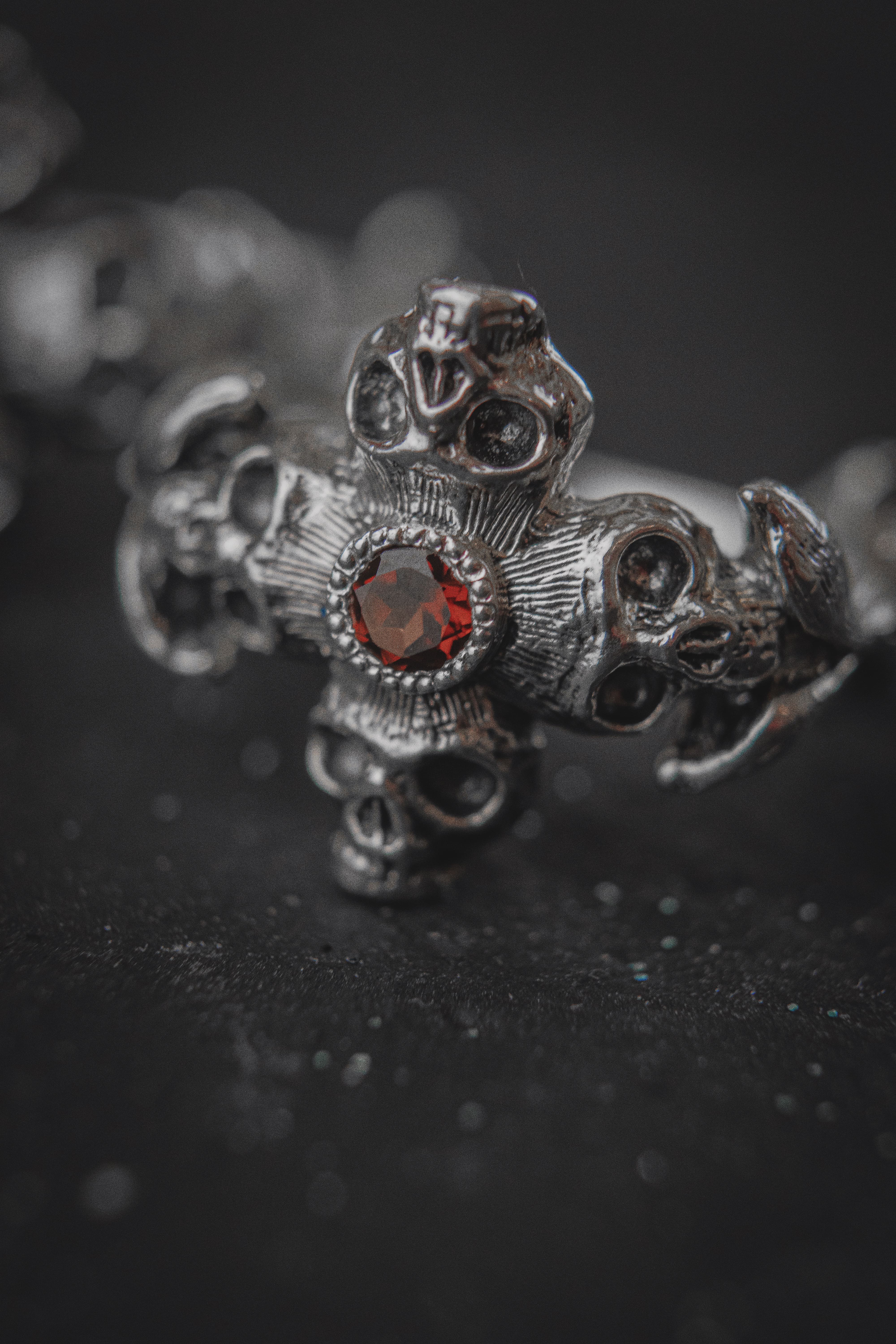 Ring with Skull and Stone