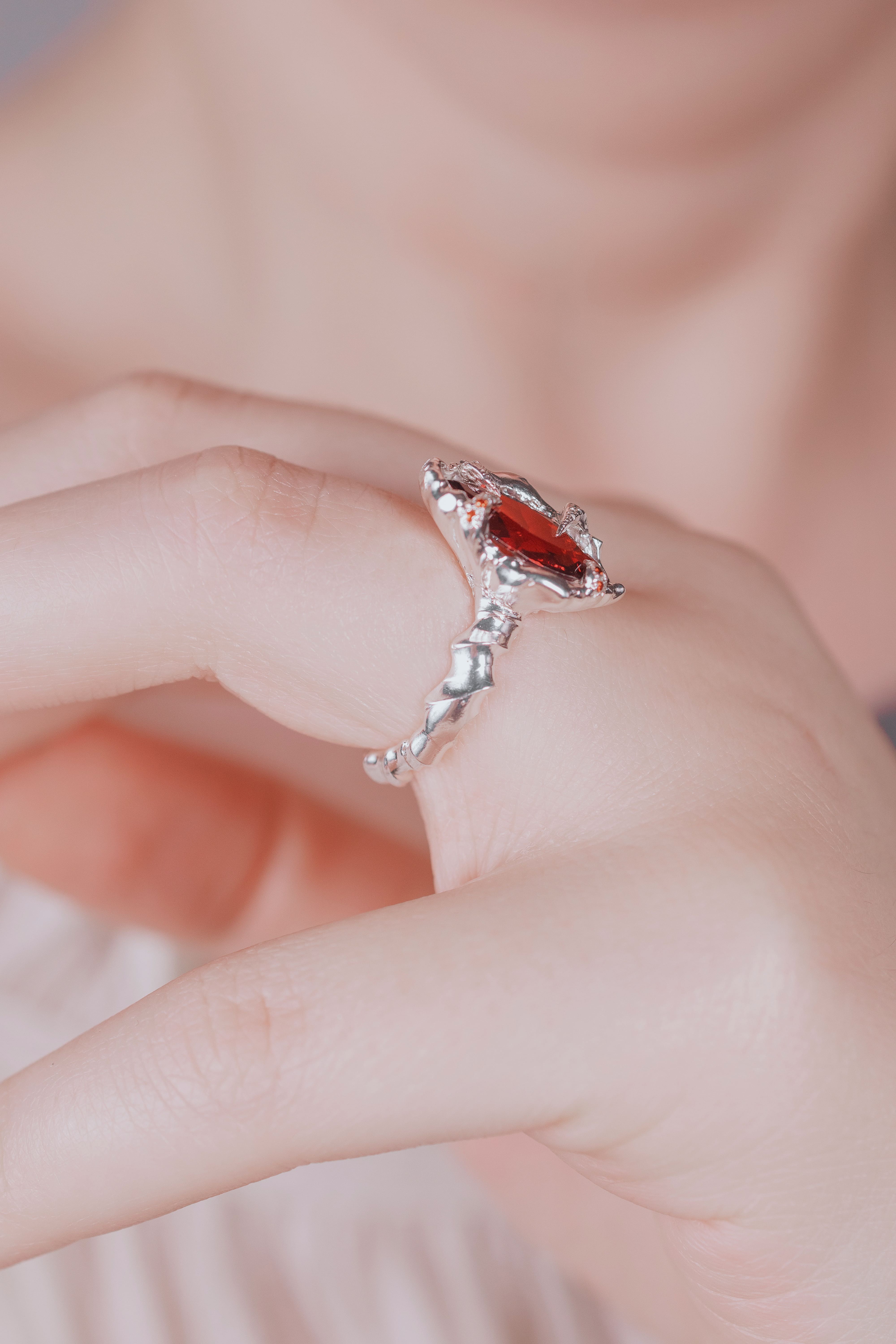 Organic Red CZ Ring