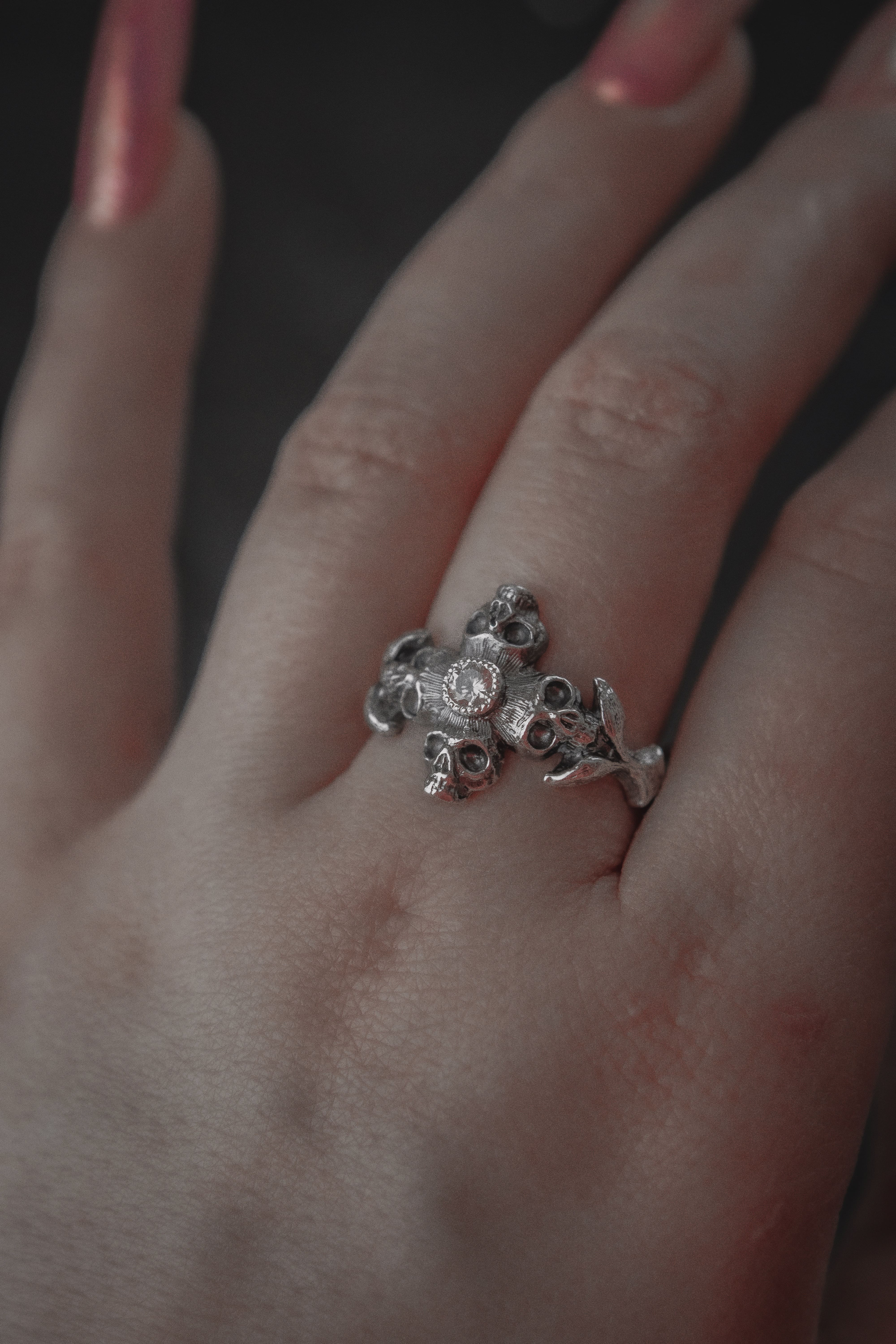 Ring with Skull and Stone