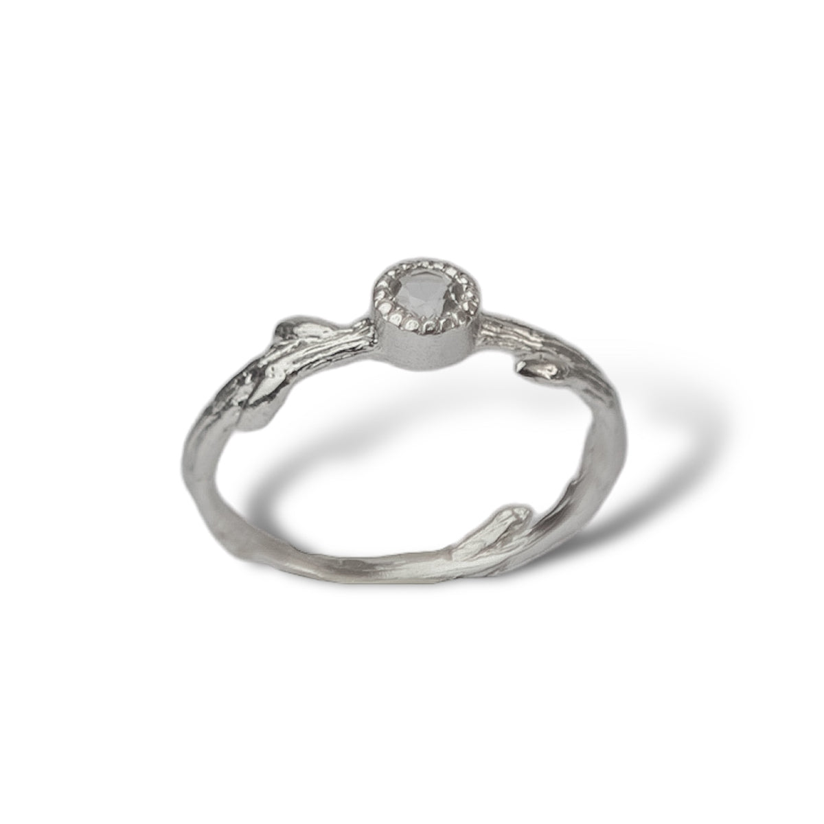 Branch-Ring with White Topaz Size 18.5