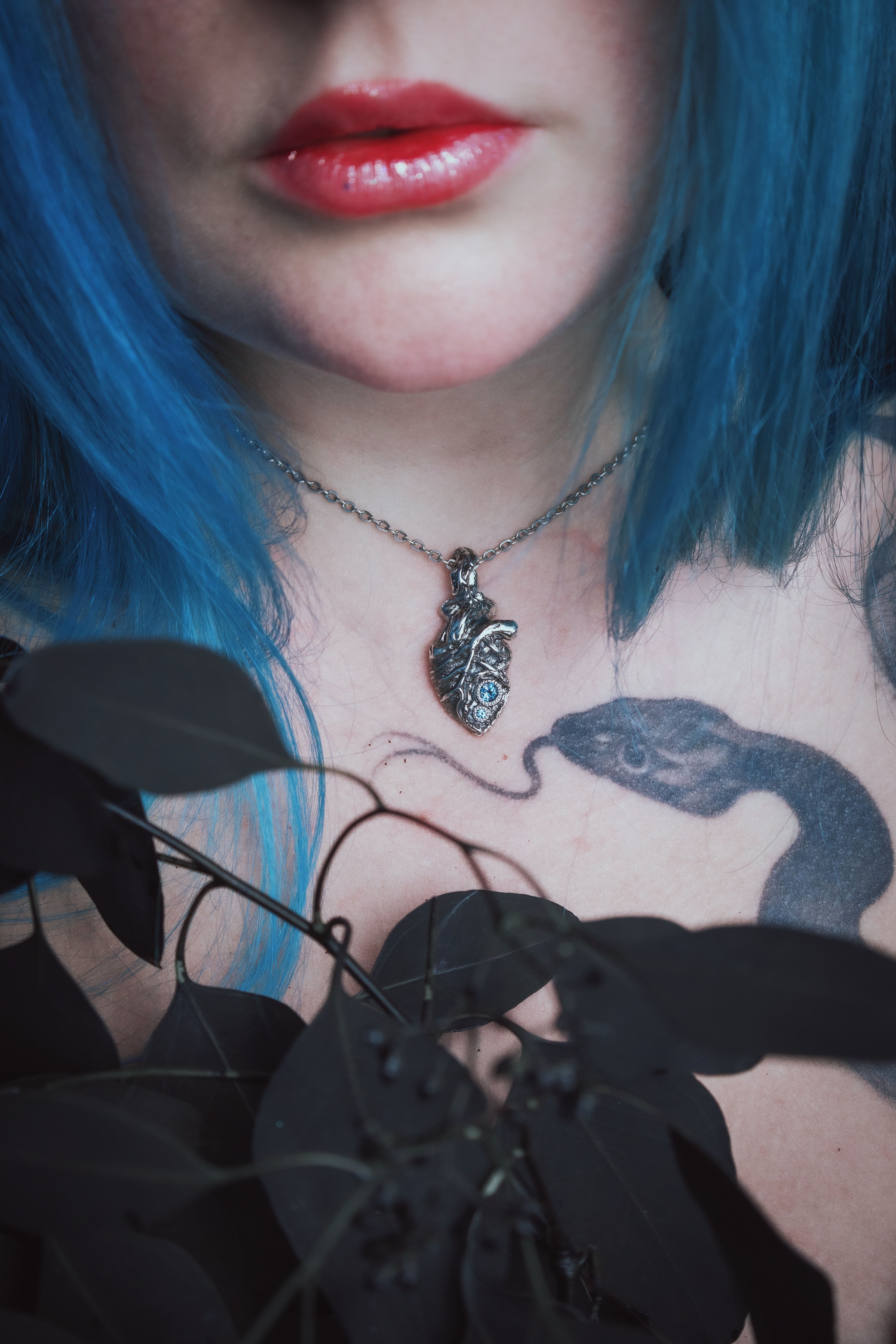 Anatomical heart with gemstones