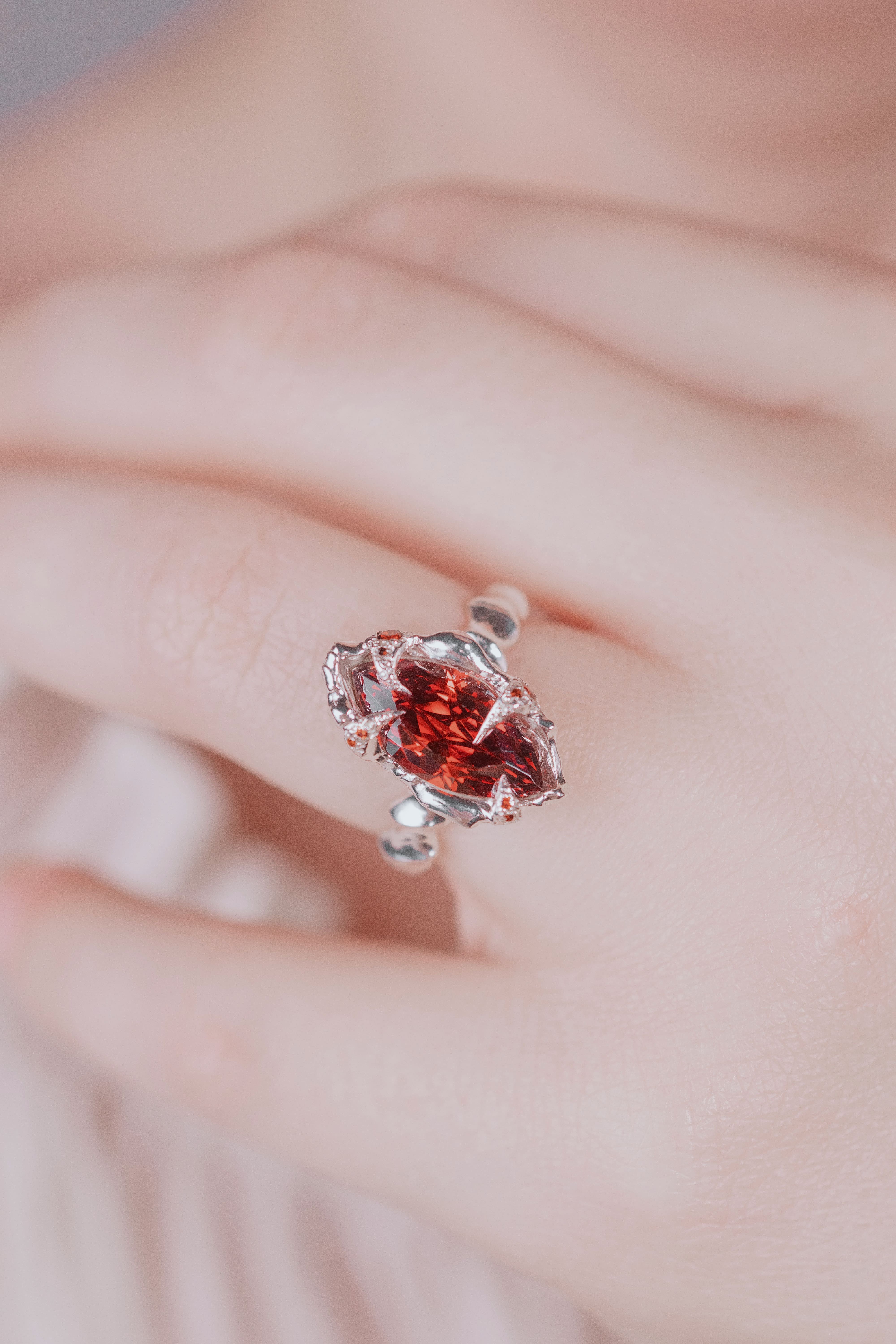 Organic Red CZ Ring