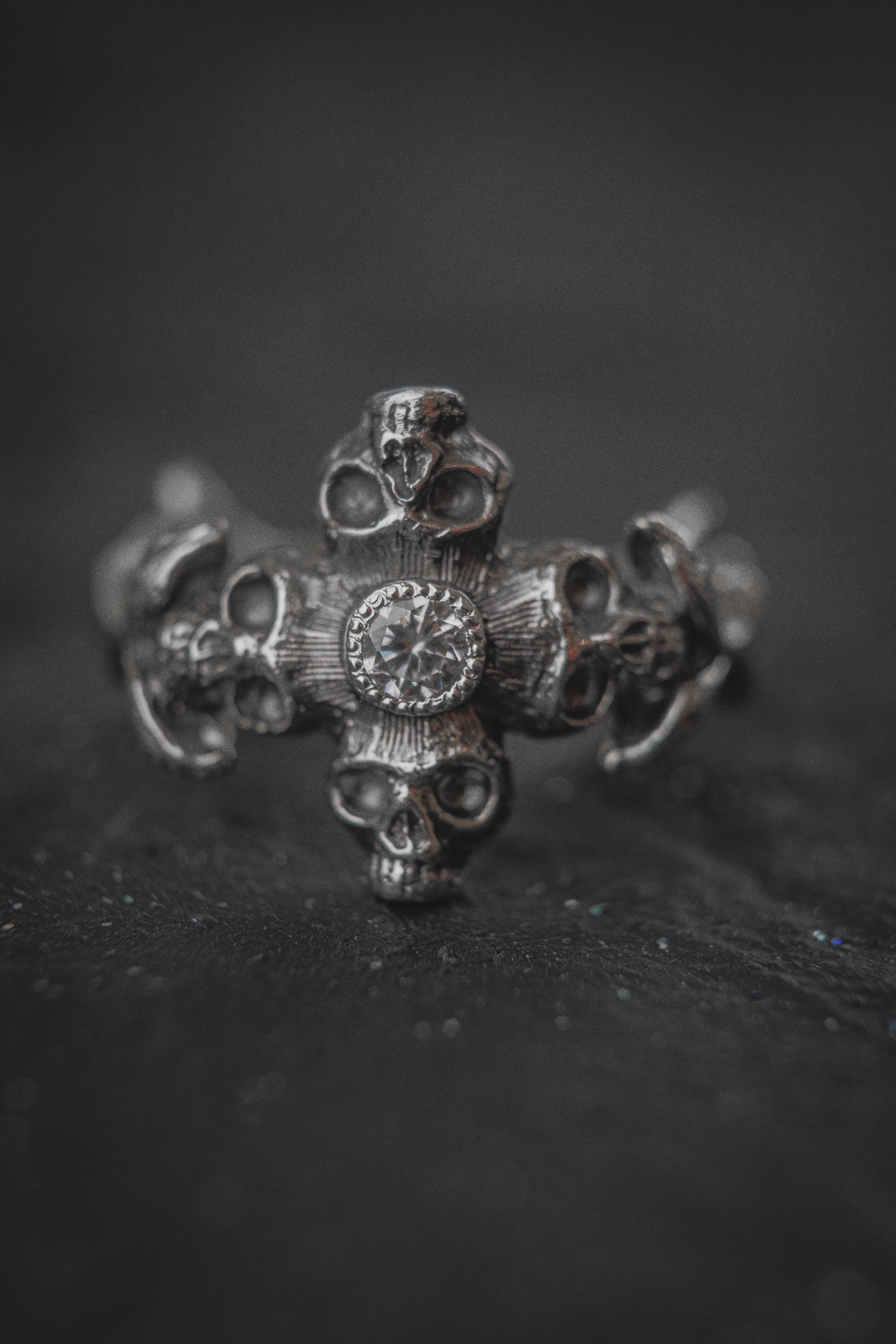 Ring with Skull and Stone