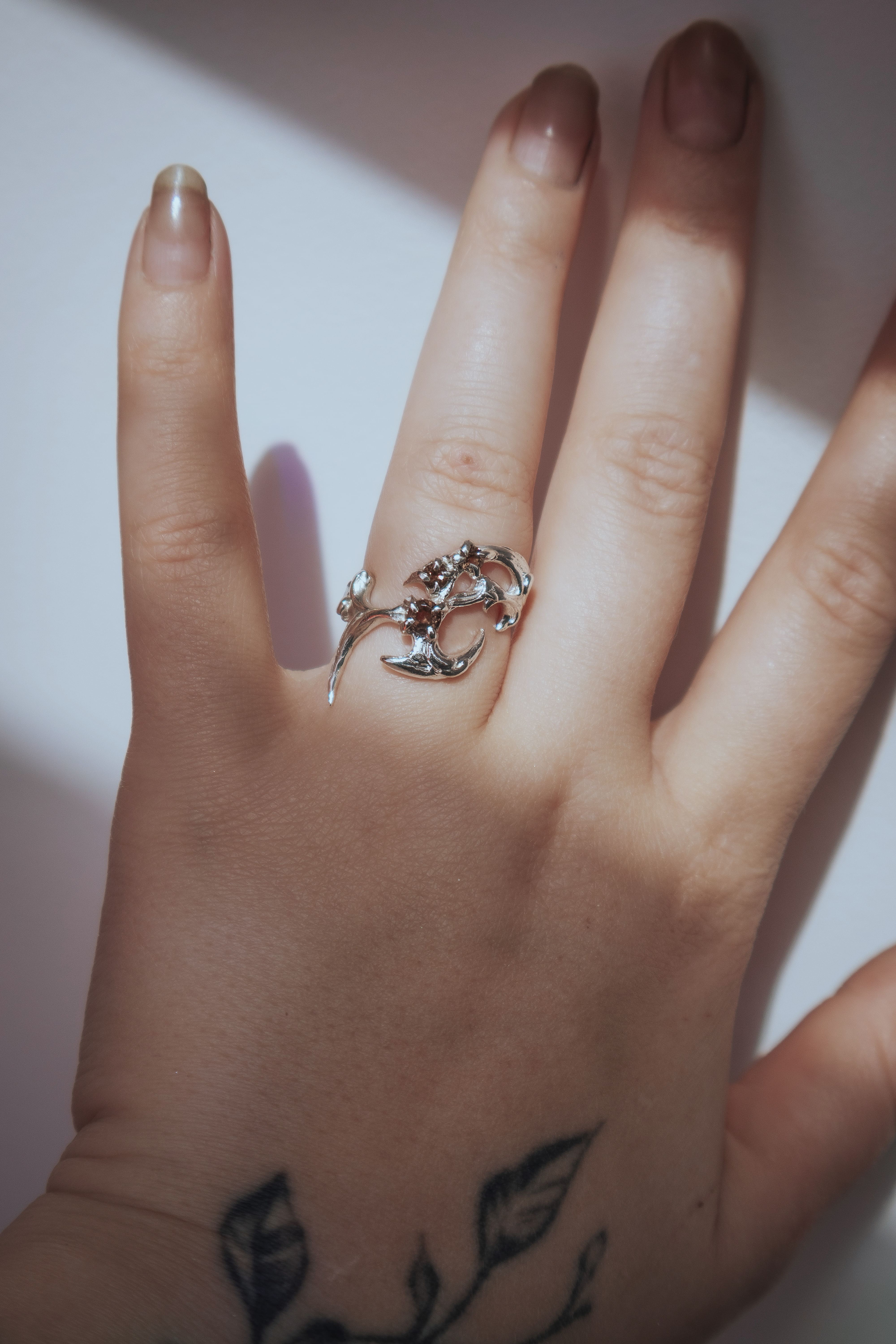 Tribal ring with Smoky quartz