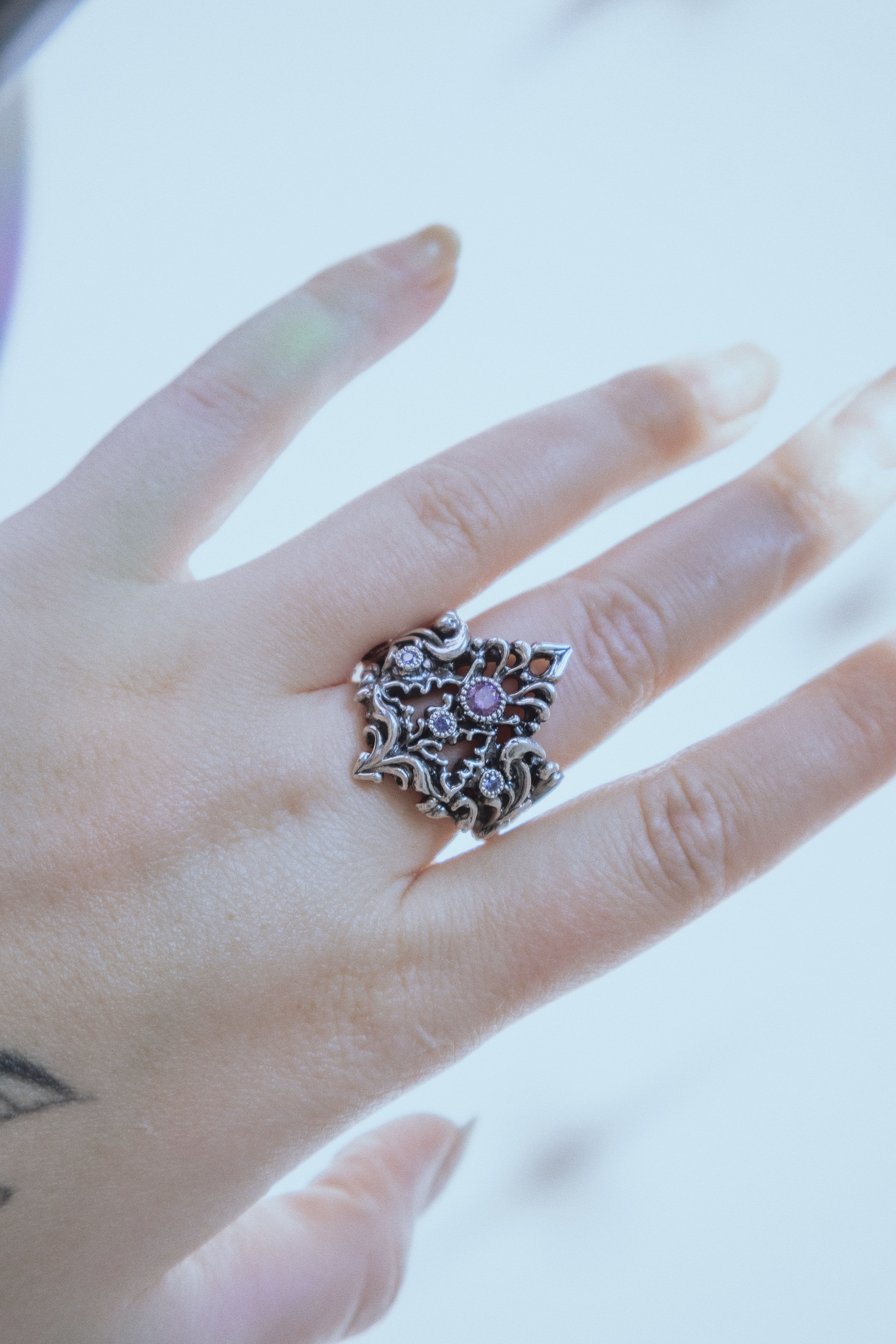 Gothic Arch Ring with Stones