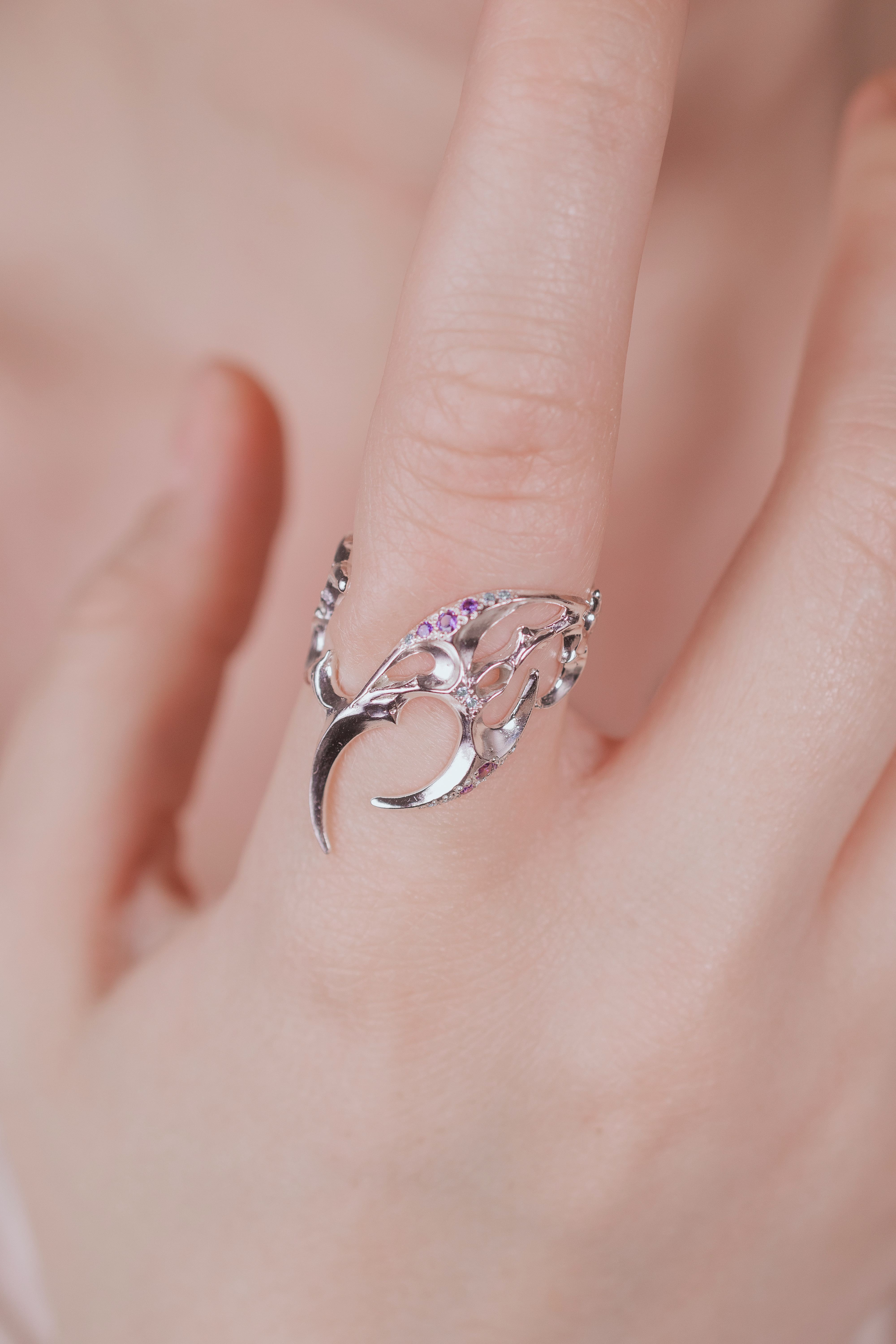 Diagonal Tribal Ring with Stones