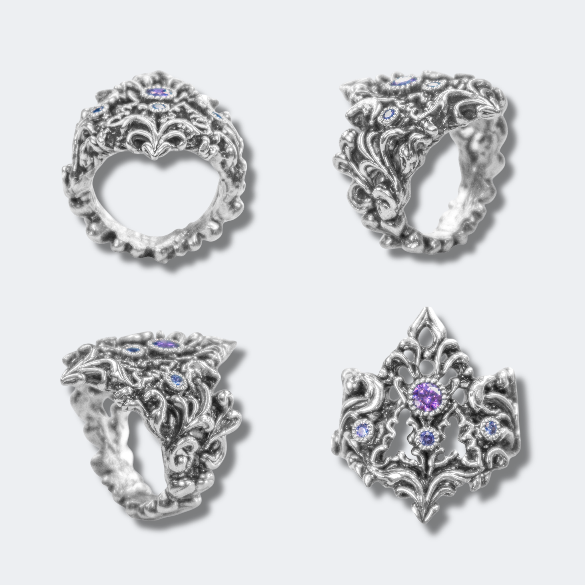 Gothic Arch Ring with Stones