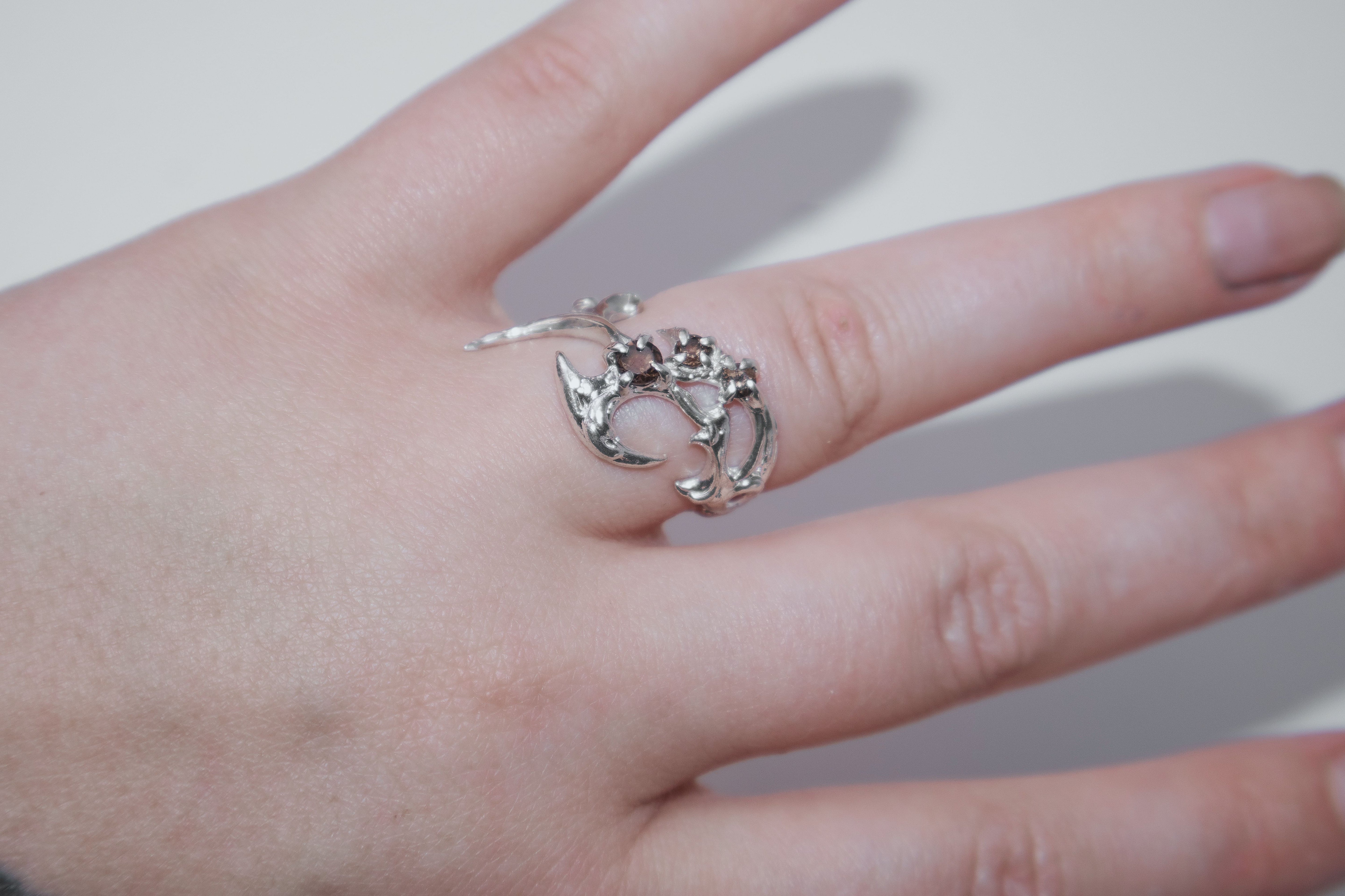 Tribal ring with Smoky quartz