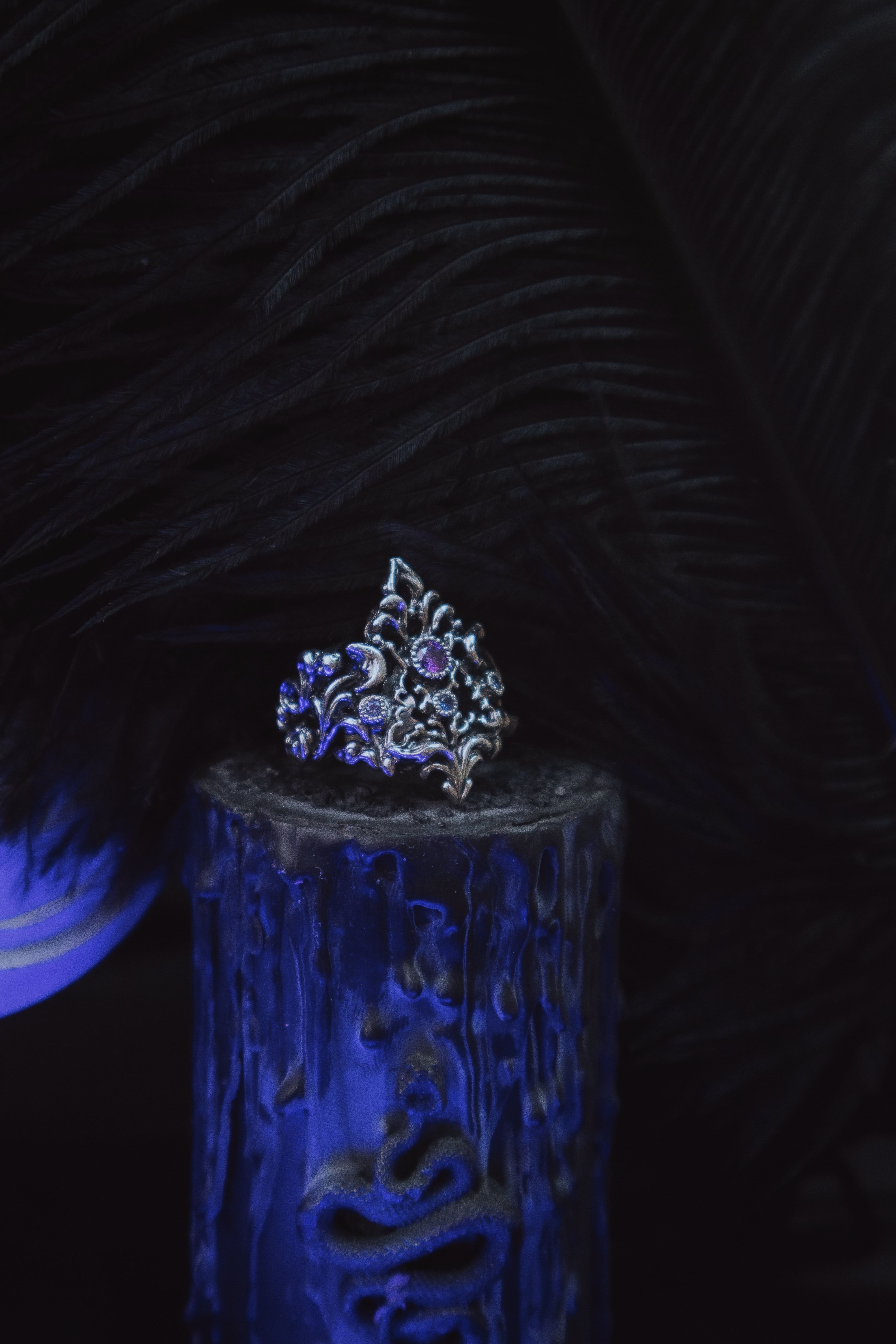 Gothic Arch Ring with Stones