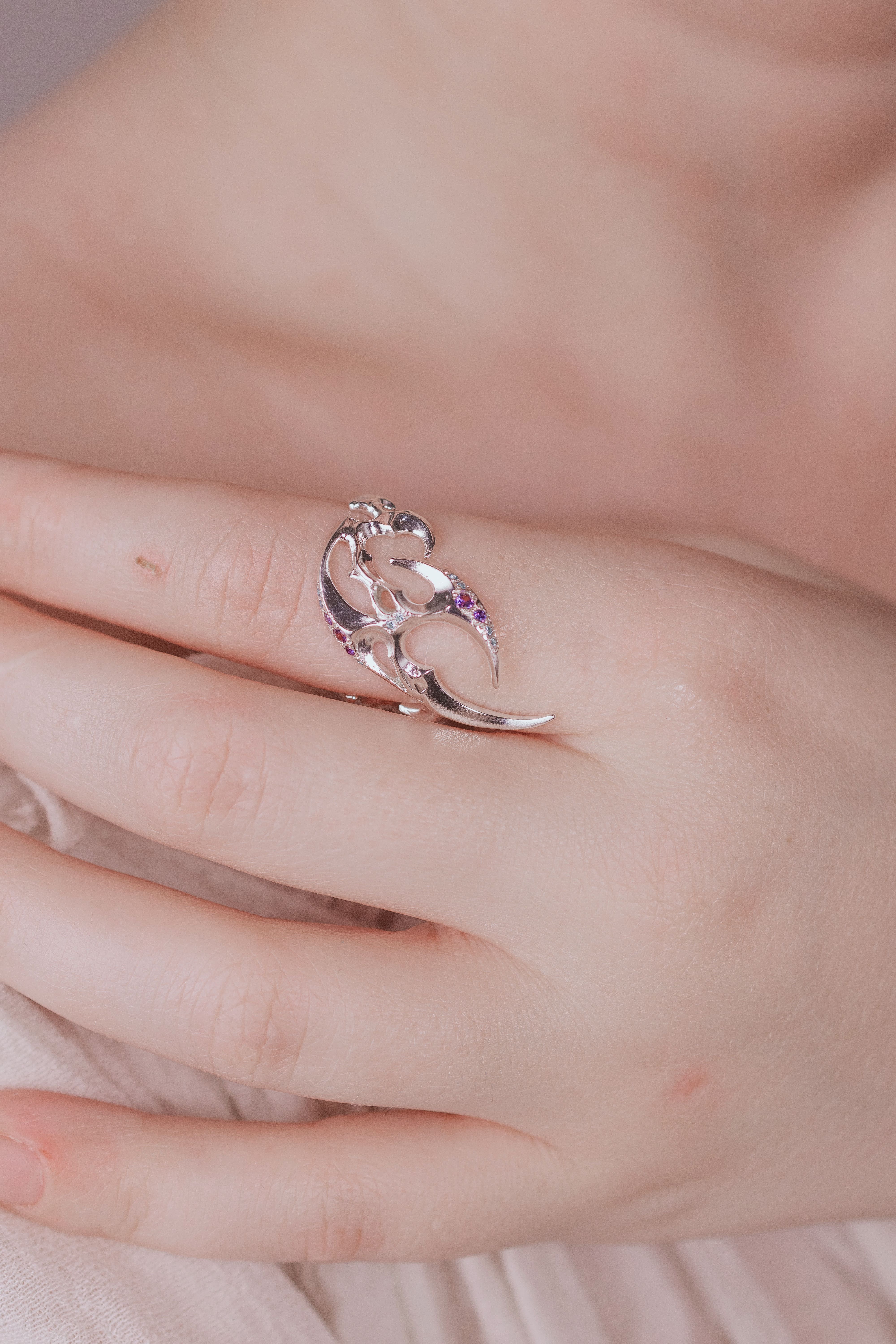 Diagonal Tribal Ring with Stones
