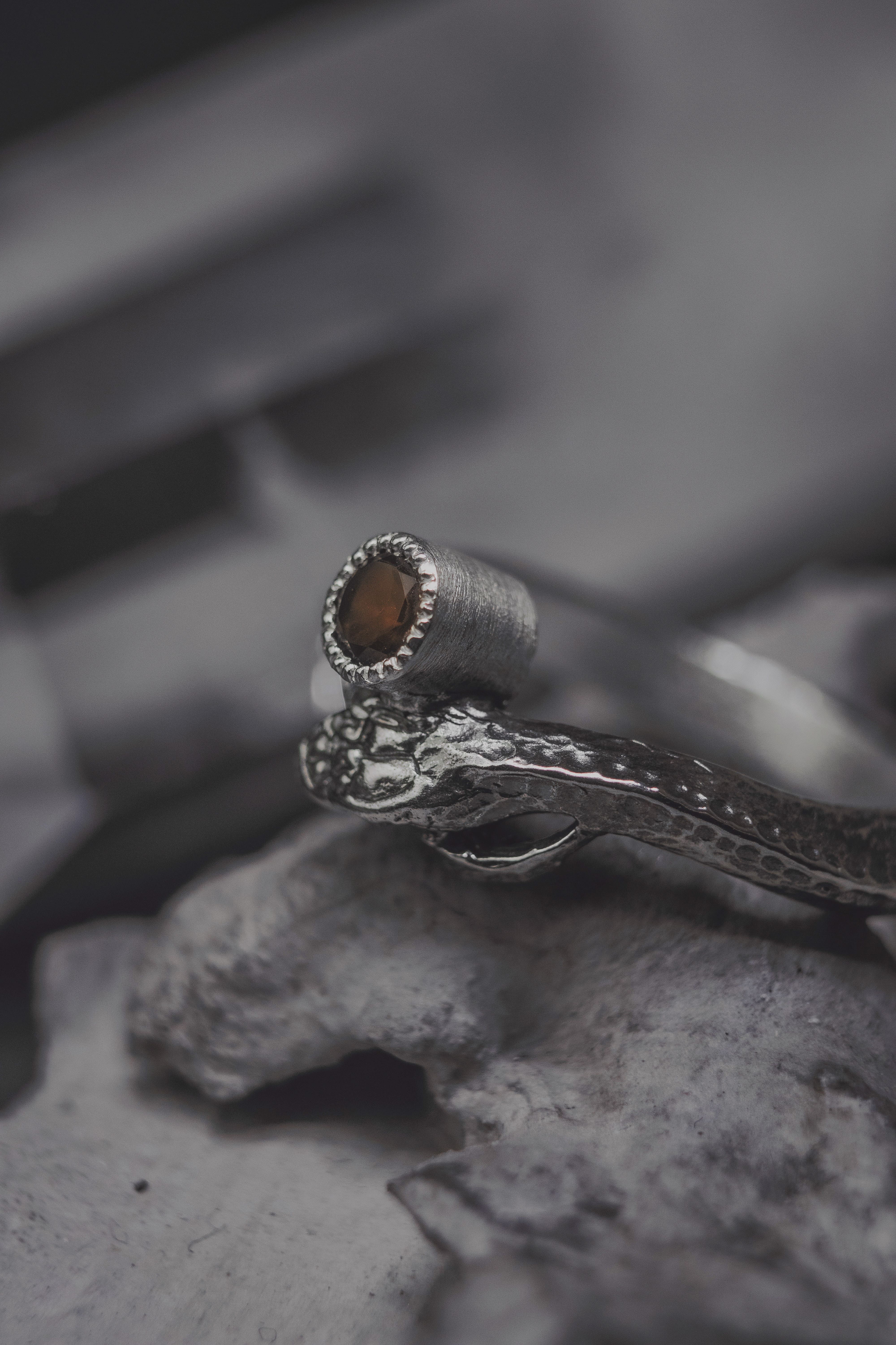 Ouroboros Ring with Stone