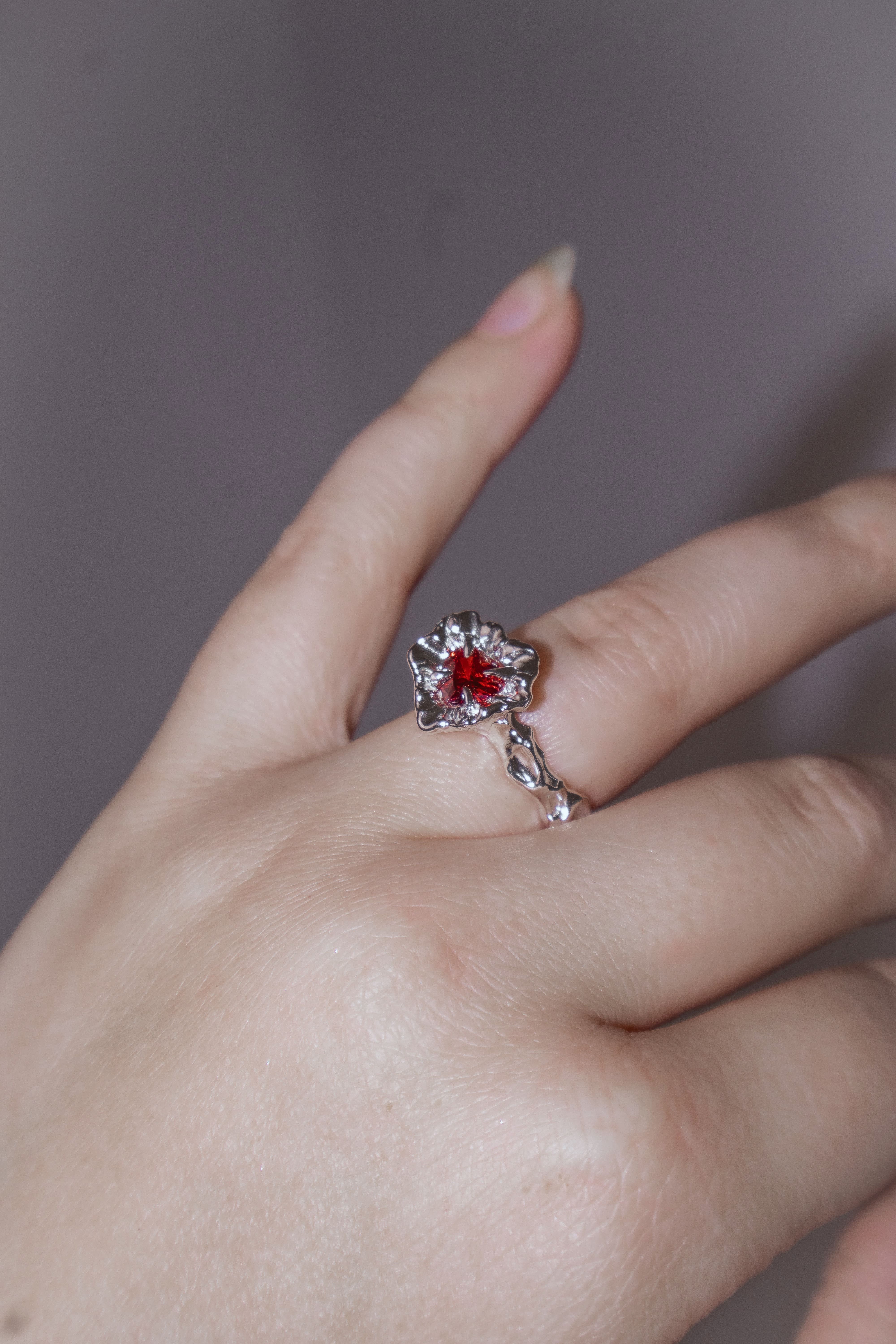 One-of-a-kind ring with a large heart-shaped stone