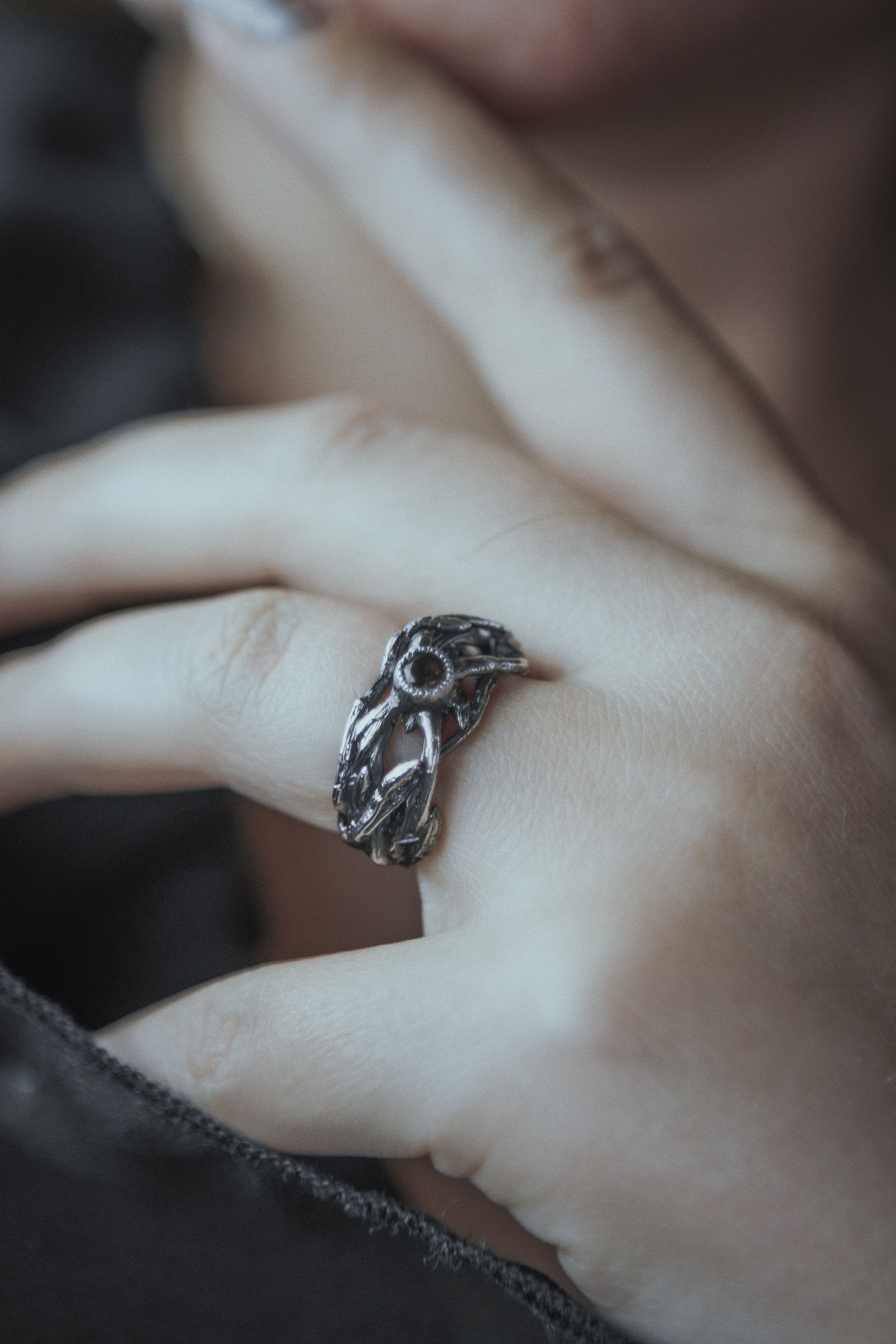Ring with branches and stone