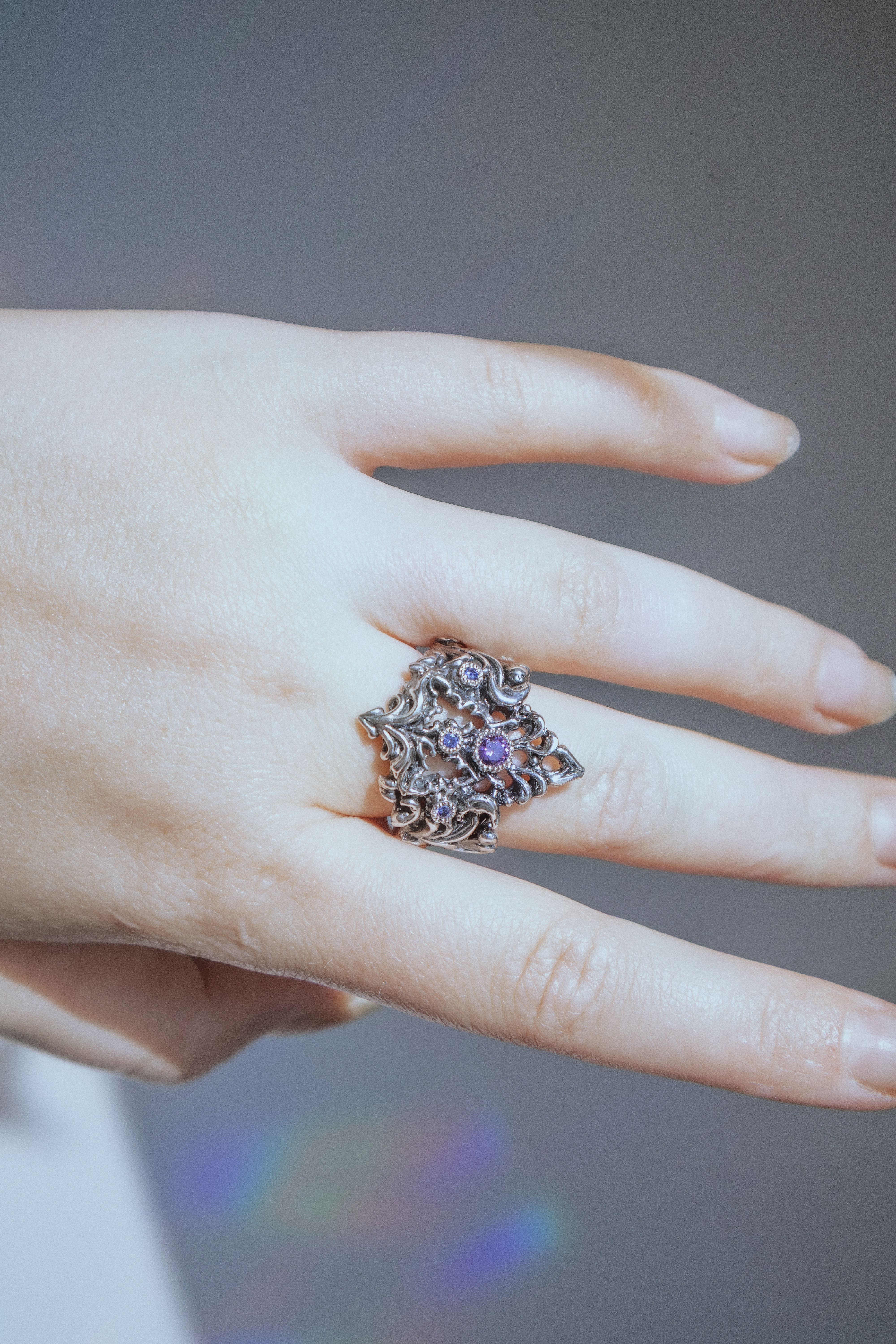 Gothic Arch Ring with Stones