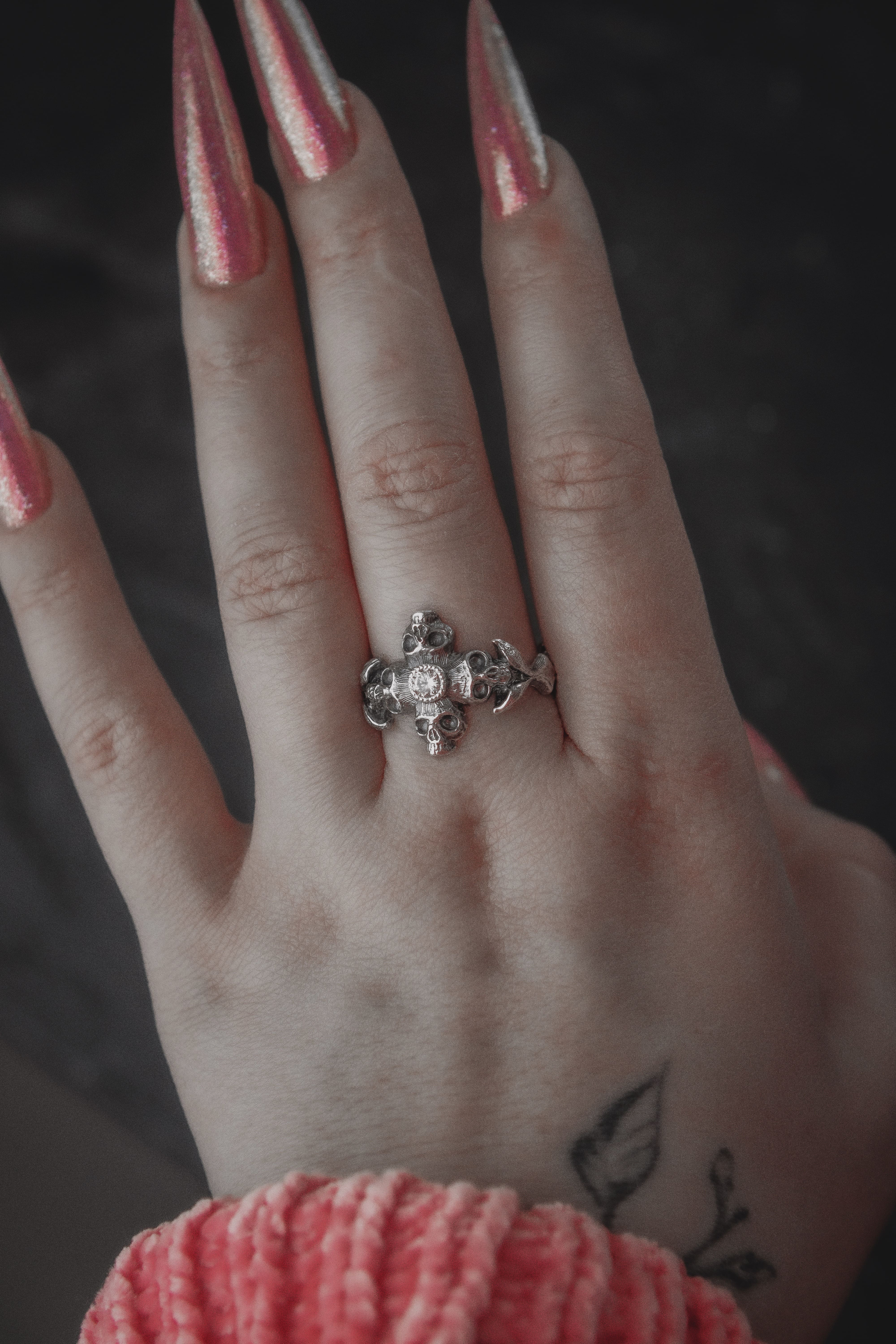 Ring with Skull and Stone