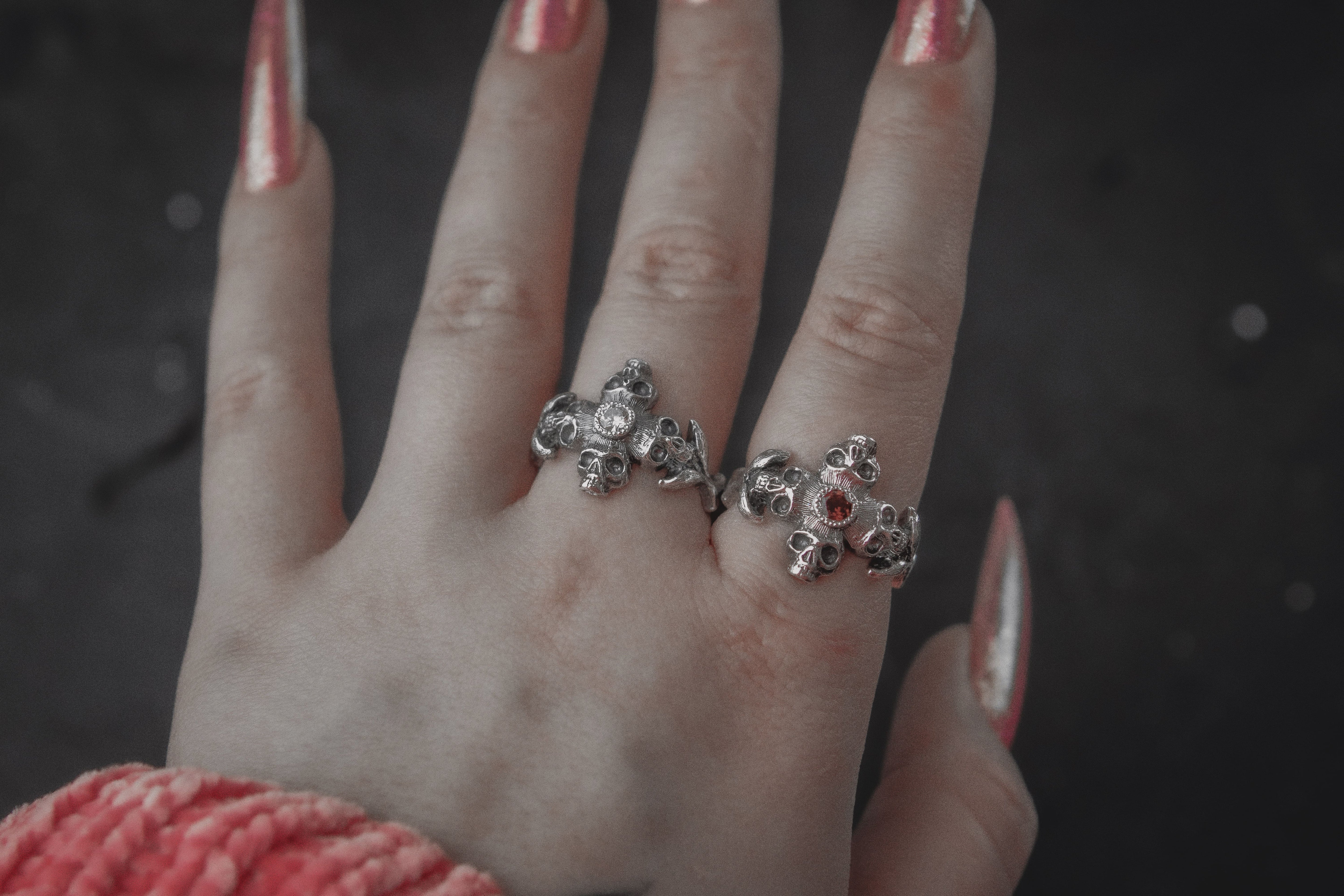 Ring with Skull and Stone