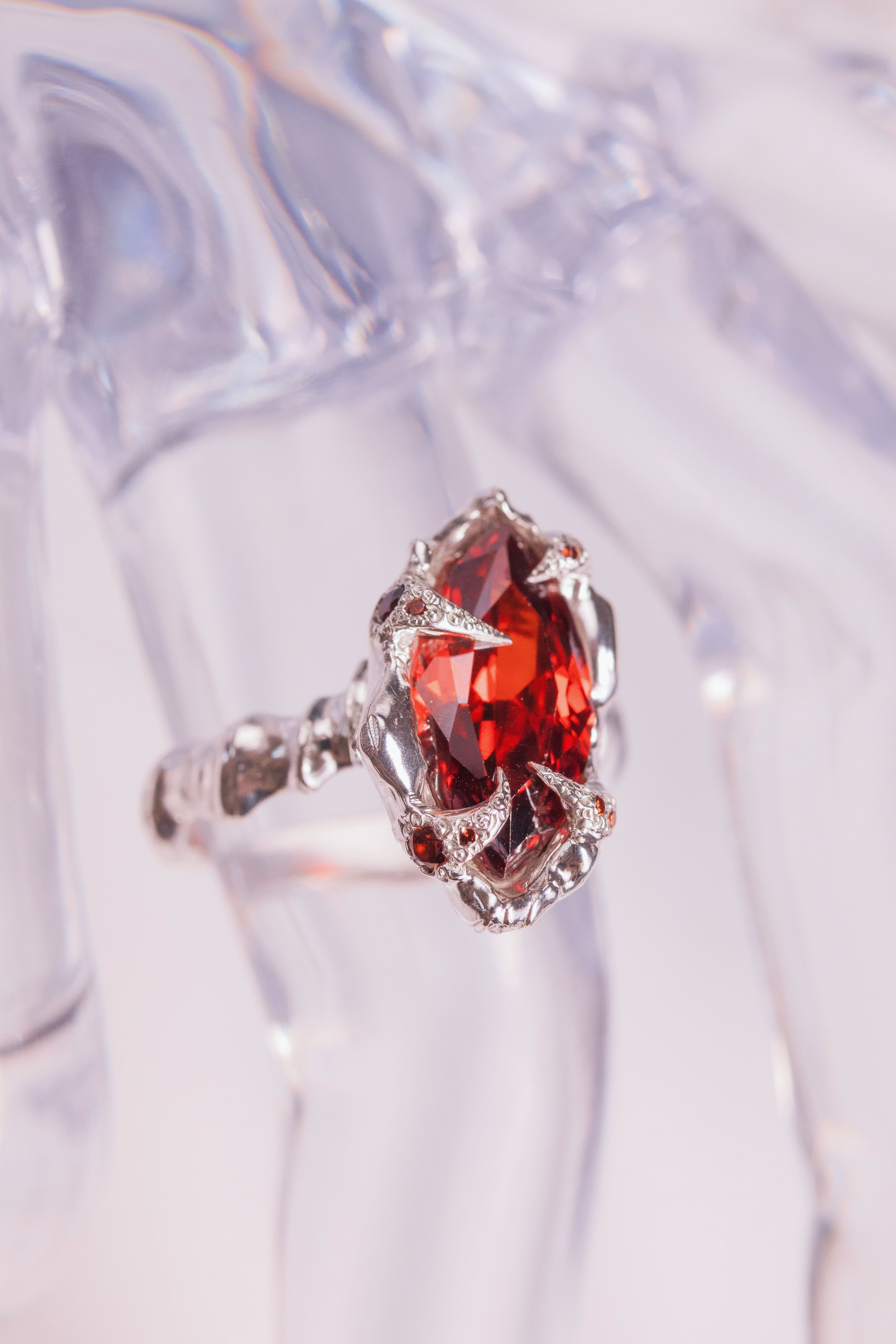Organic Red CZ Ring