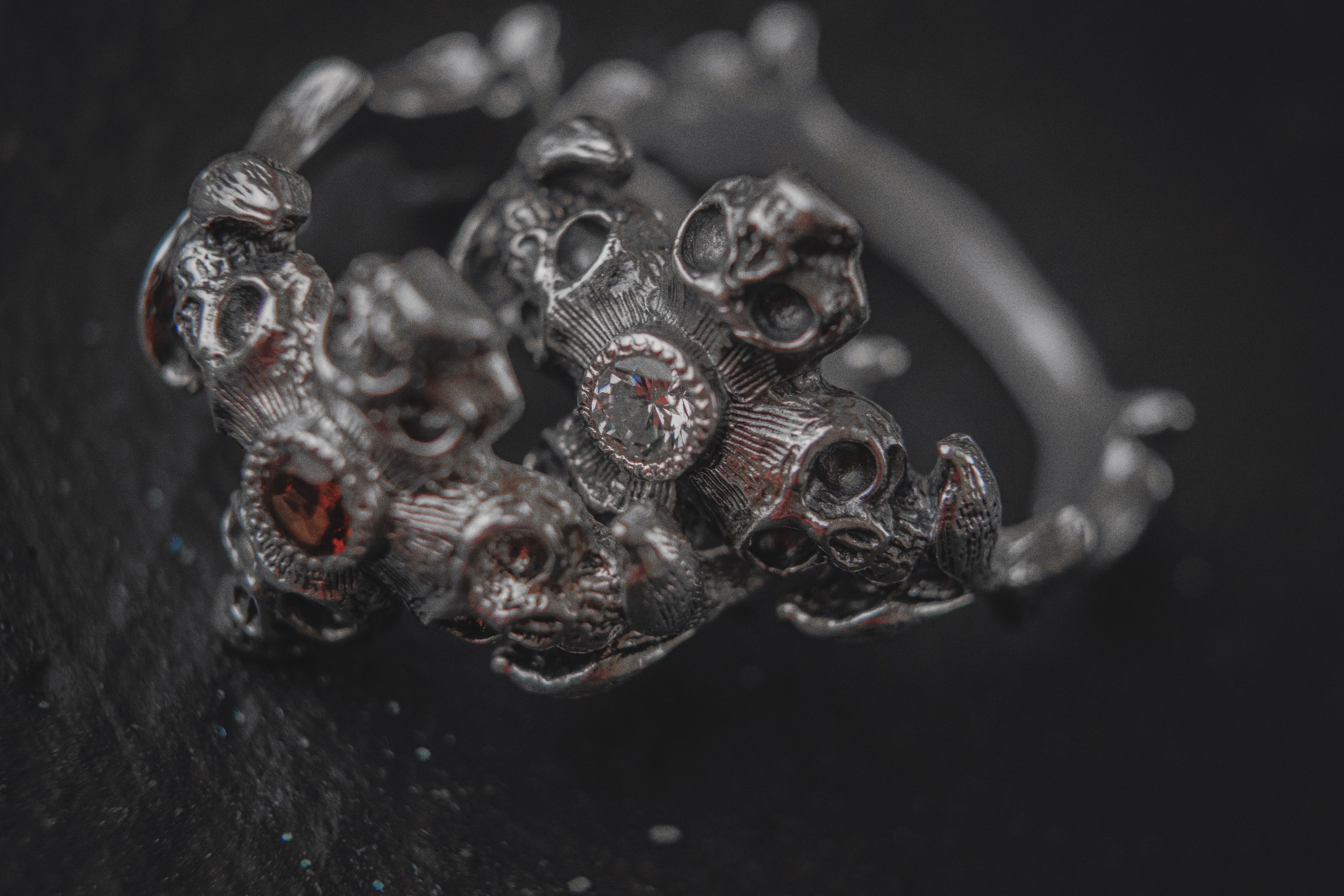 Ring with Skull and Stone