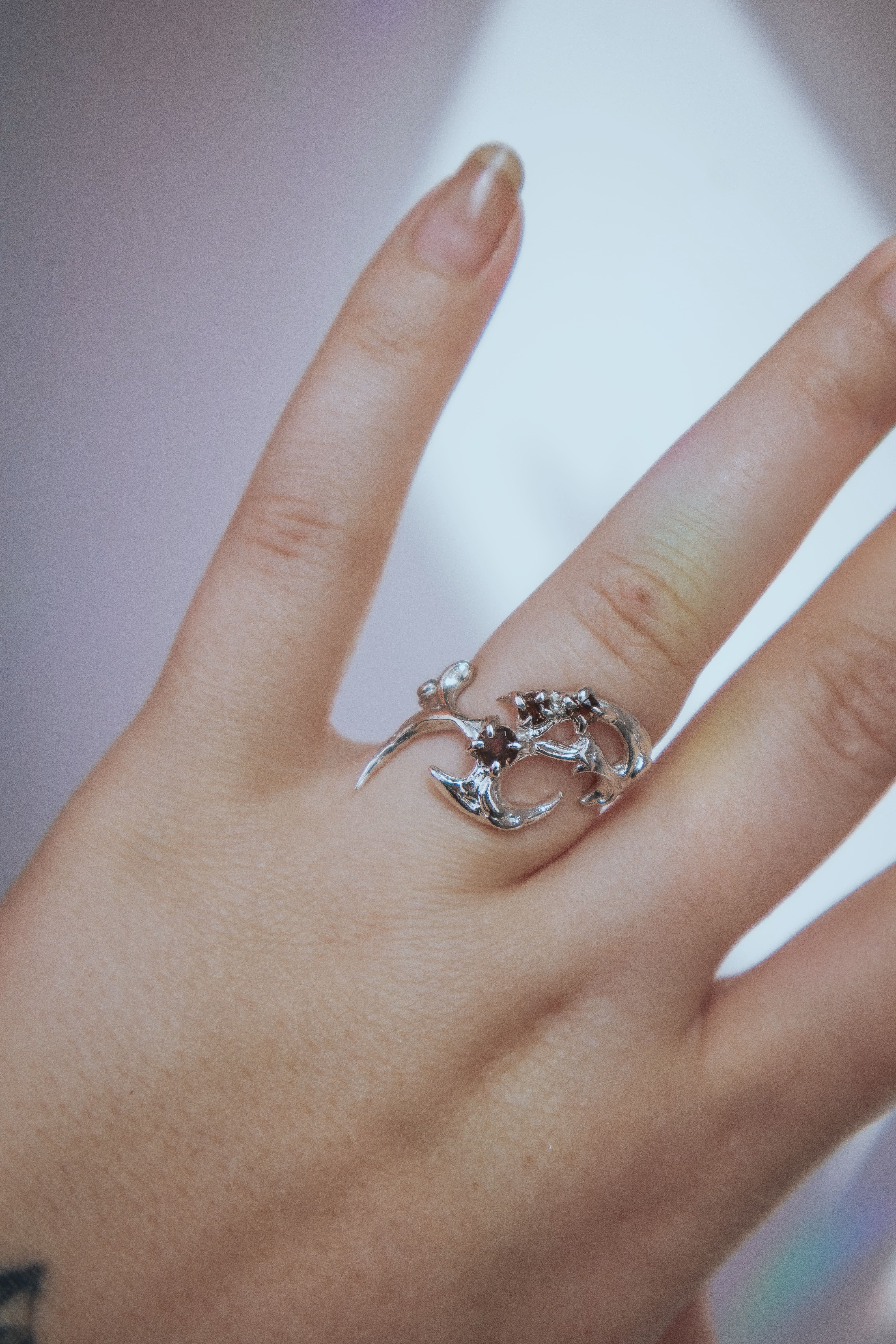 Tribal ring with Smoky quartz