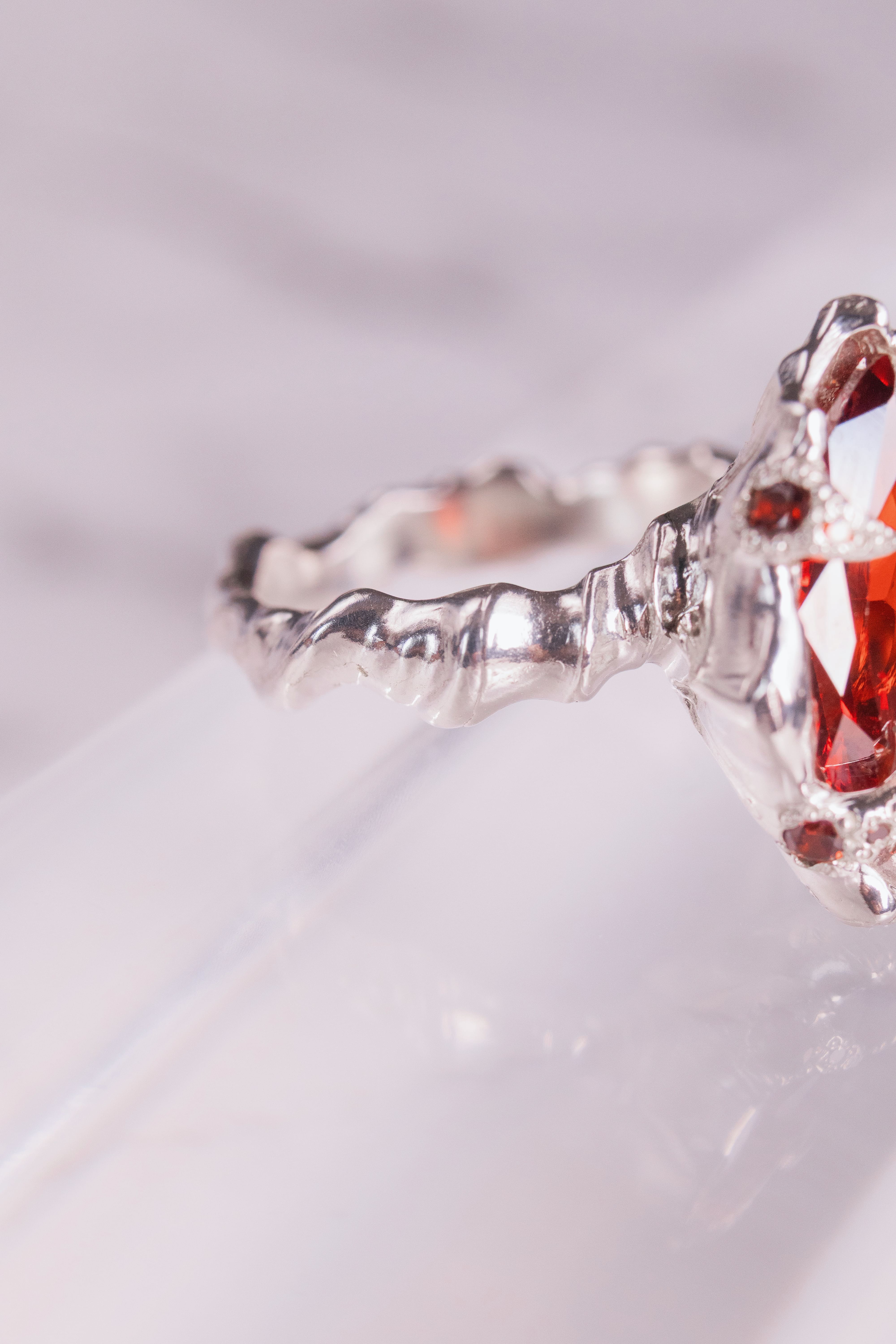 Organic Red CZ Ring