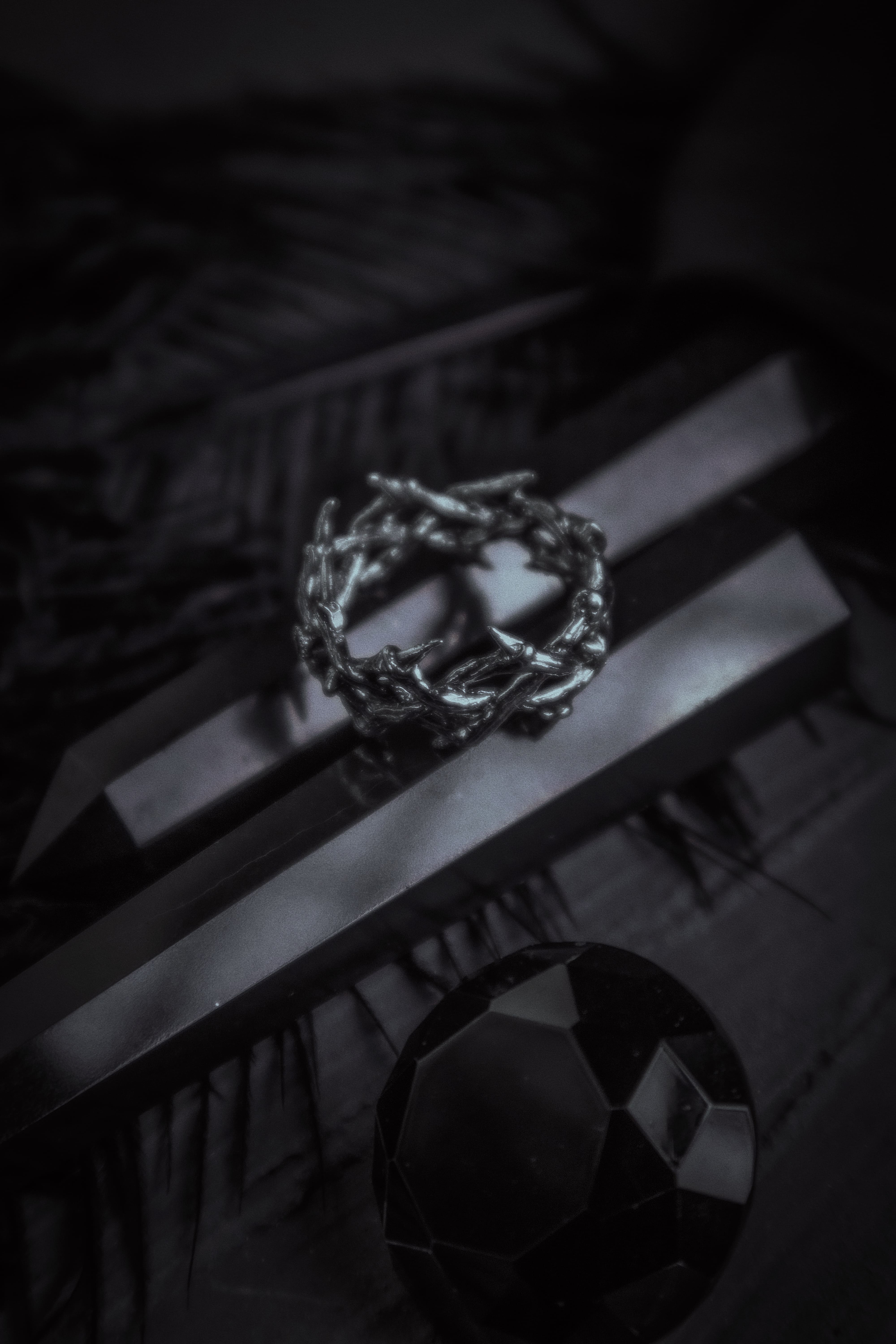Crown of Thorns ring with stone