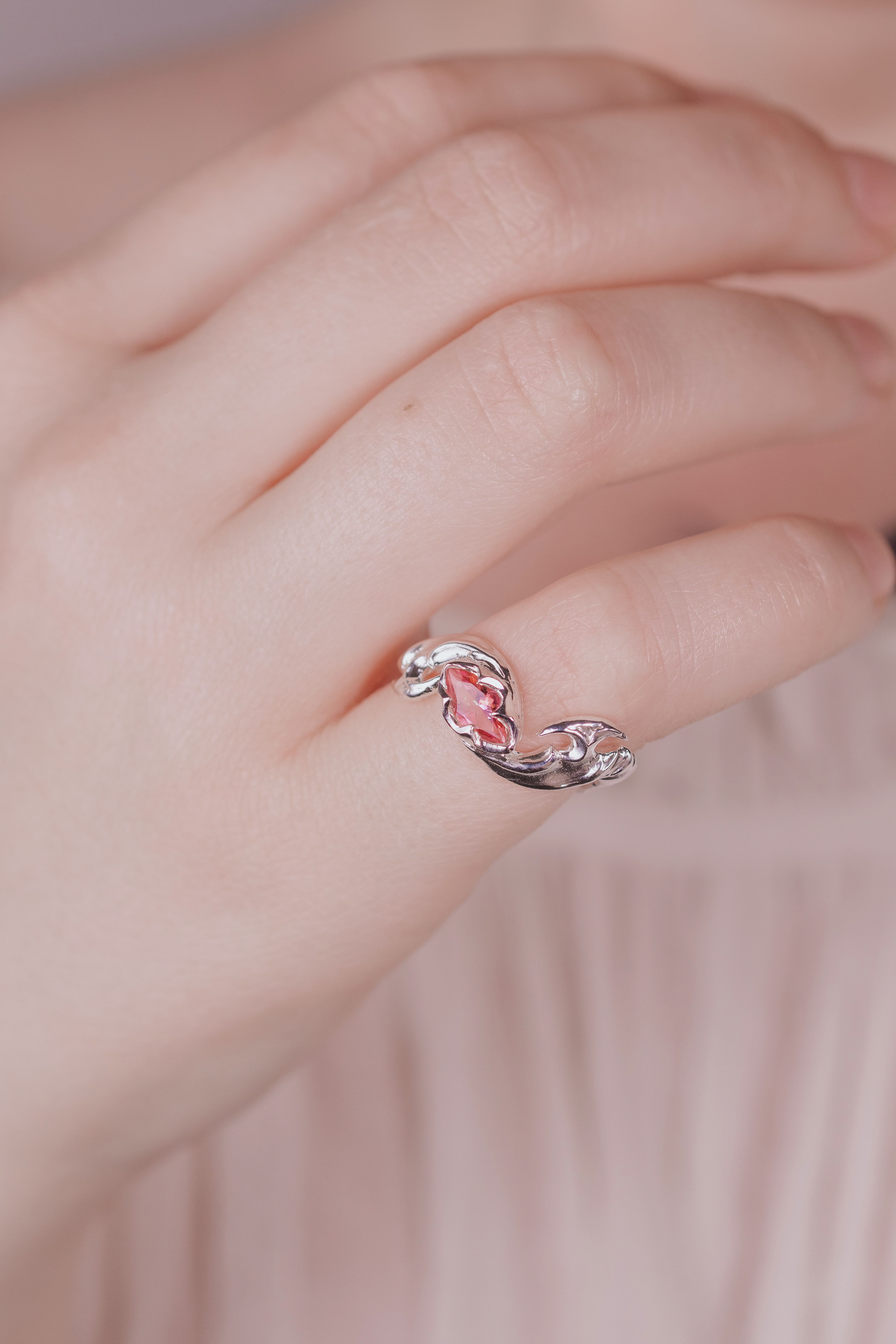 Tribal Ring with a Marquise-Cut Gem