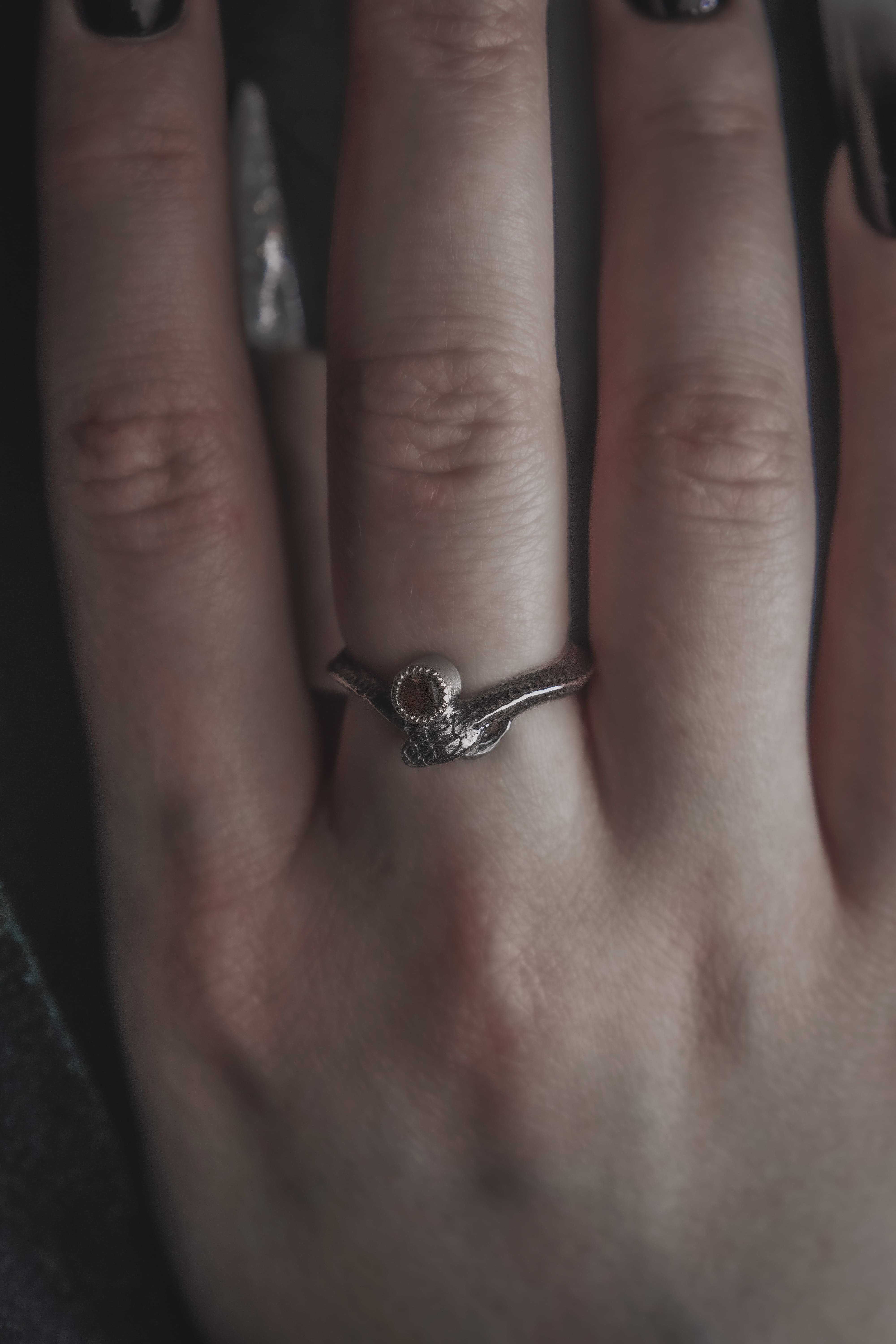 Ouroboros Ring with Stone