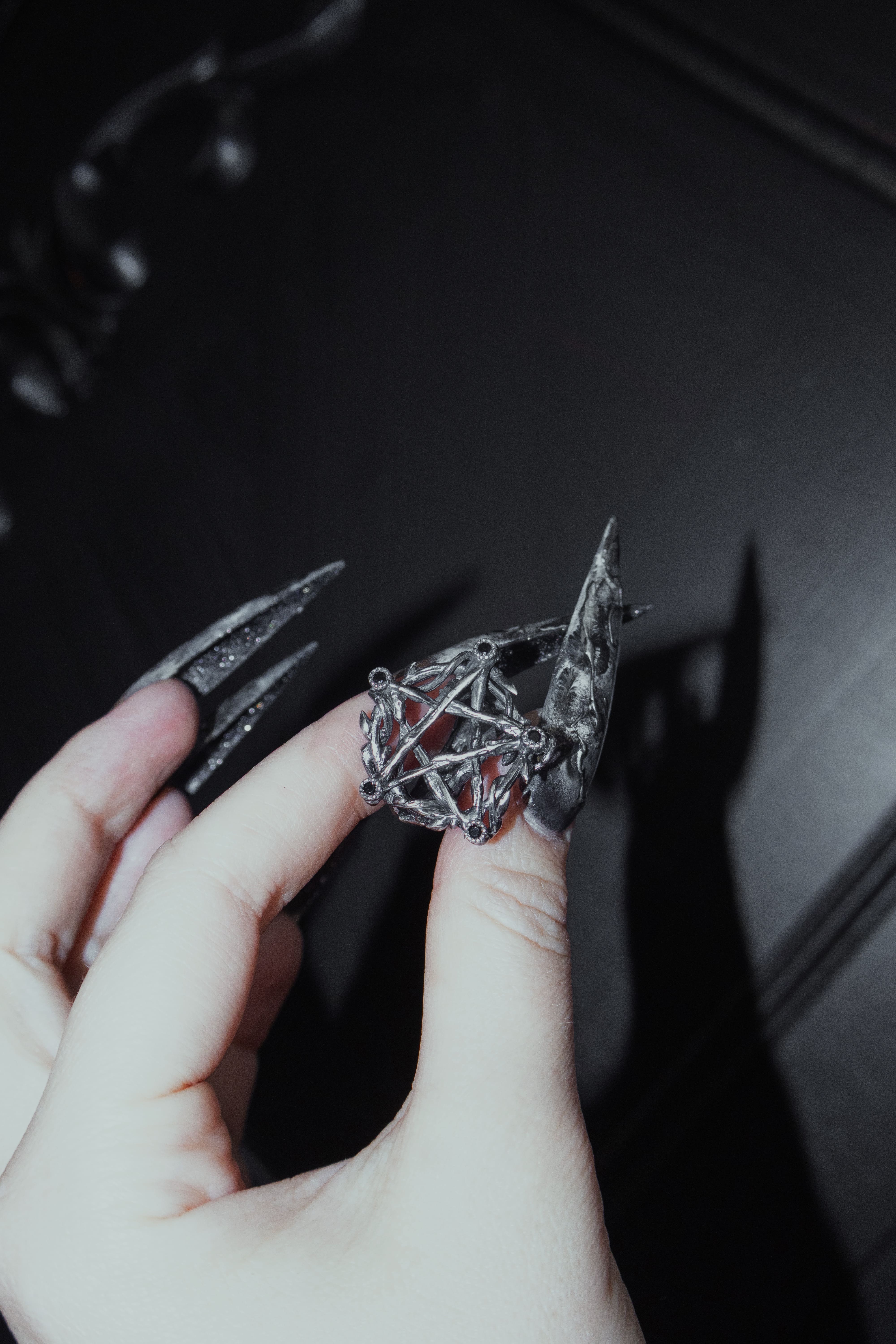 Pentagram ring with stones Size 15