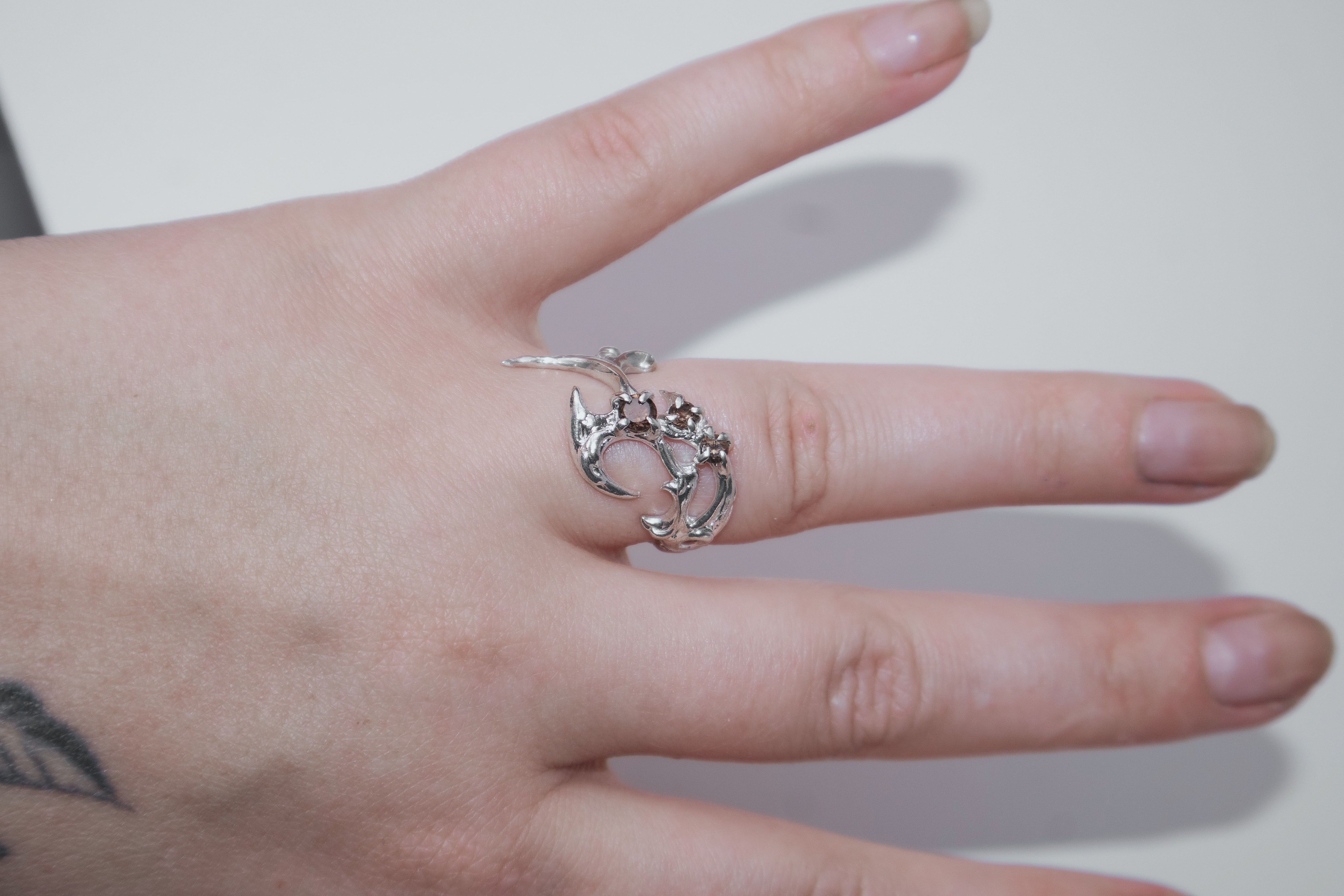 Tribal ring with Smoky quartz
