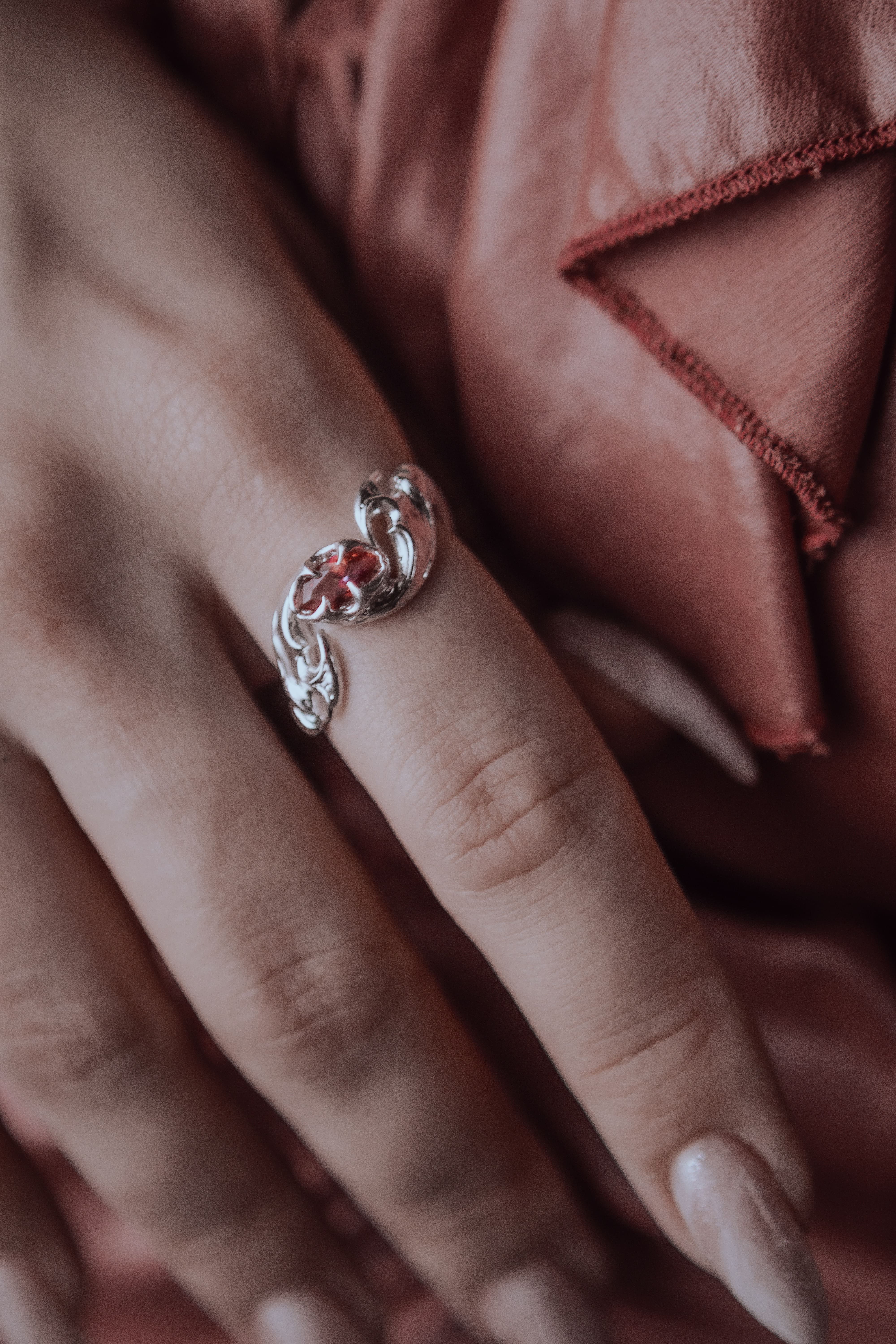 Tribal ring with marquise stone
