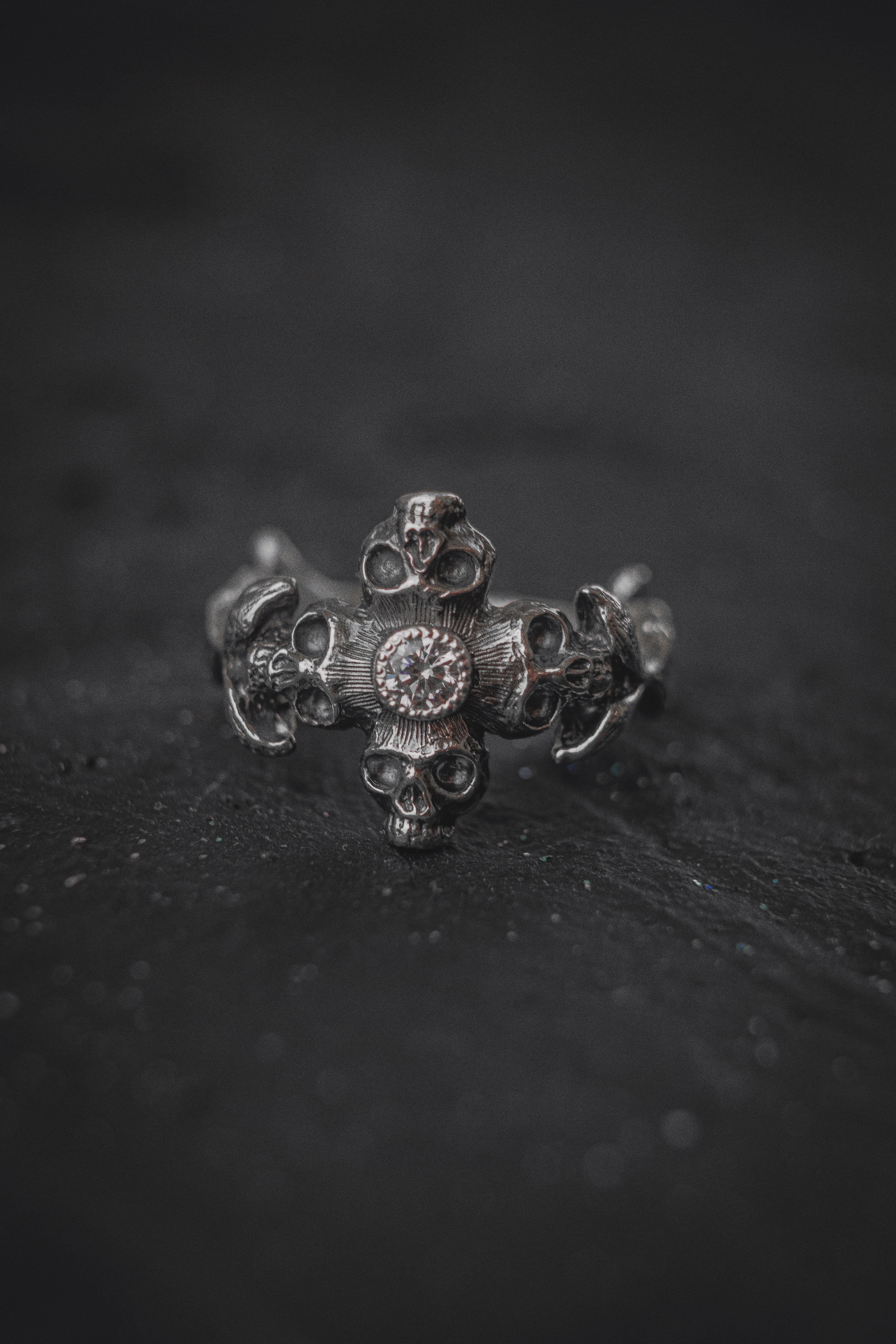 Ring with Skull and Stone