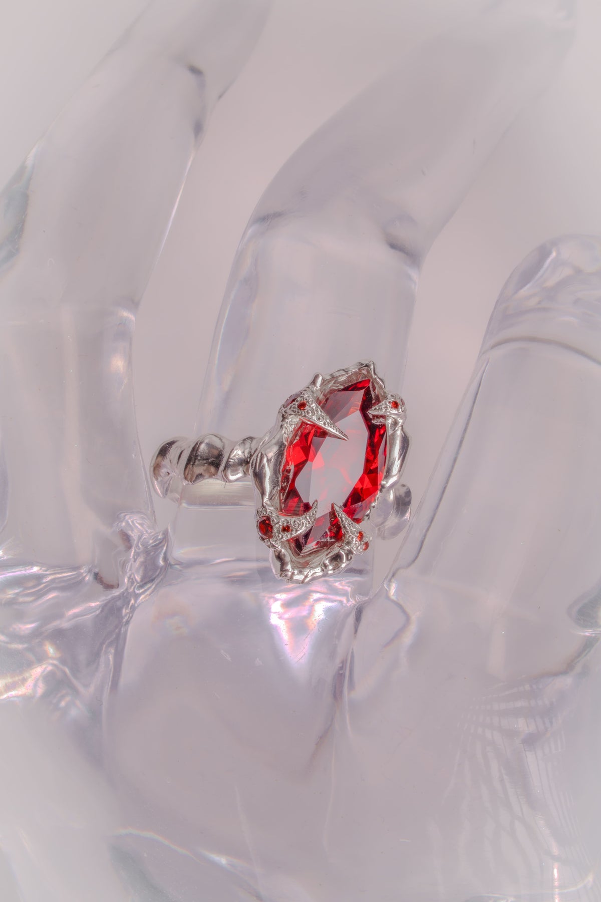Organic Red CZ Ring