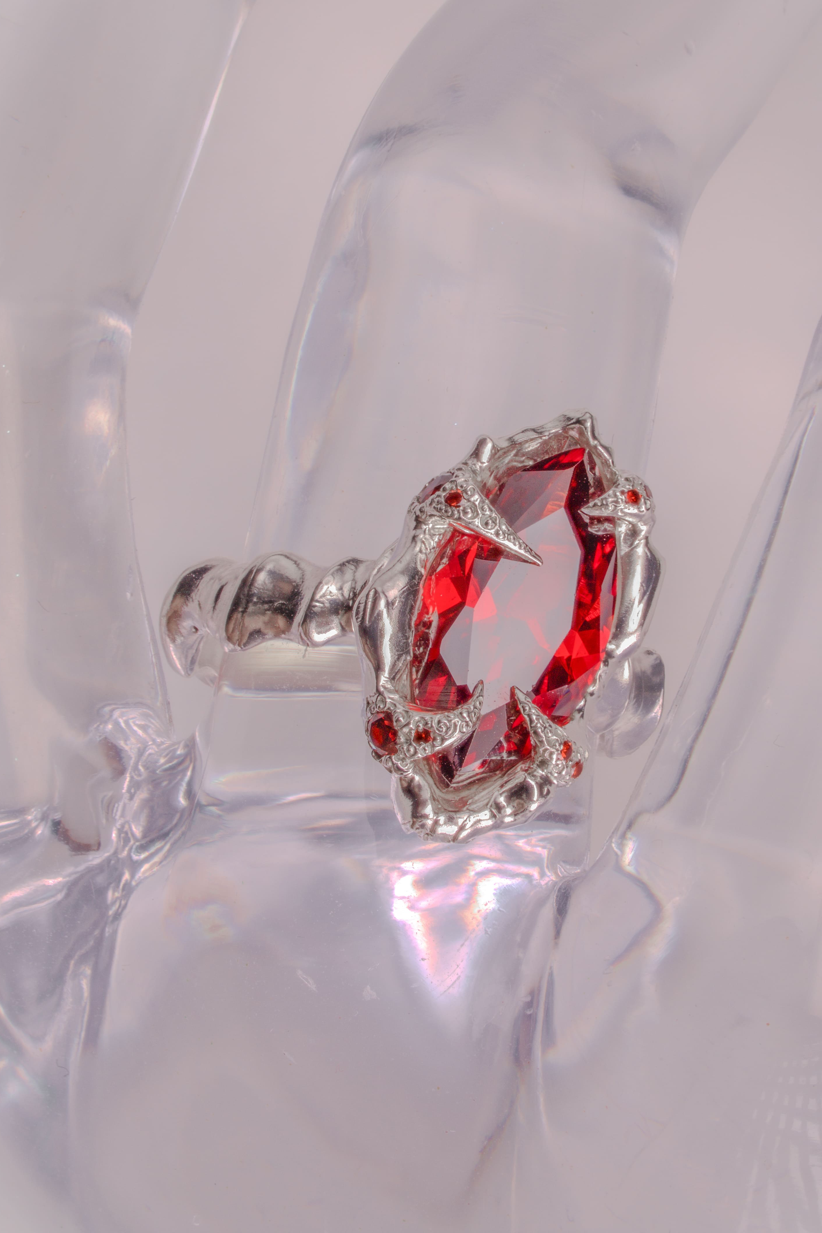 Organic Red CZ Ring