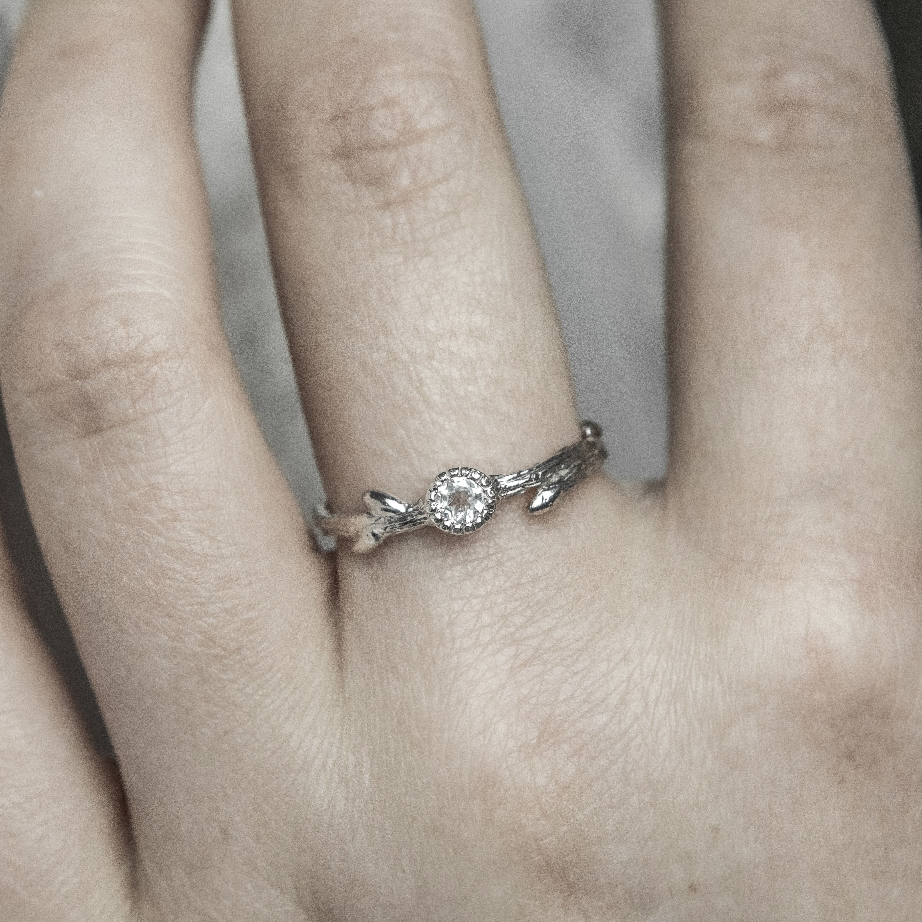 Branch ring with stone