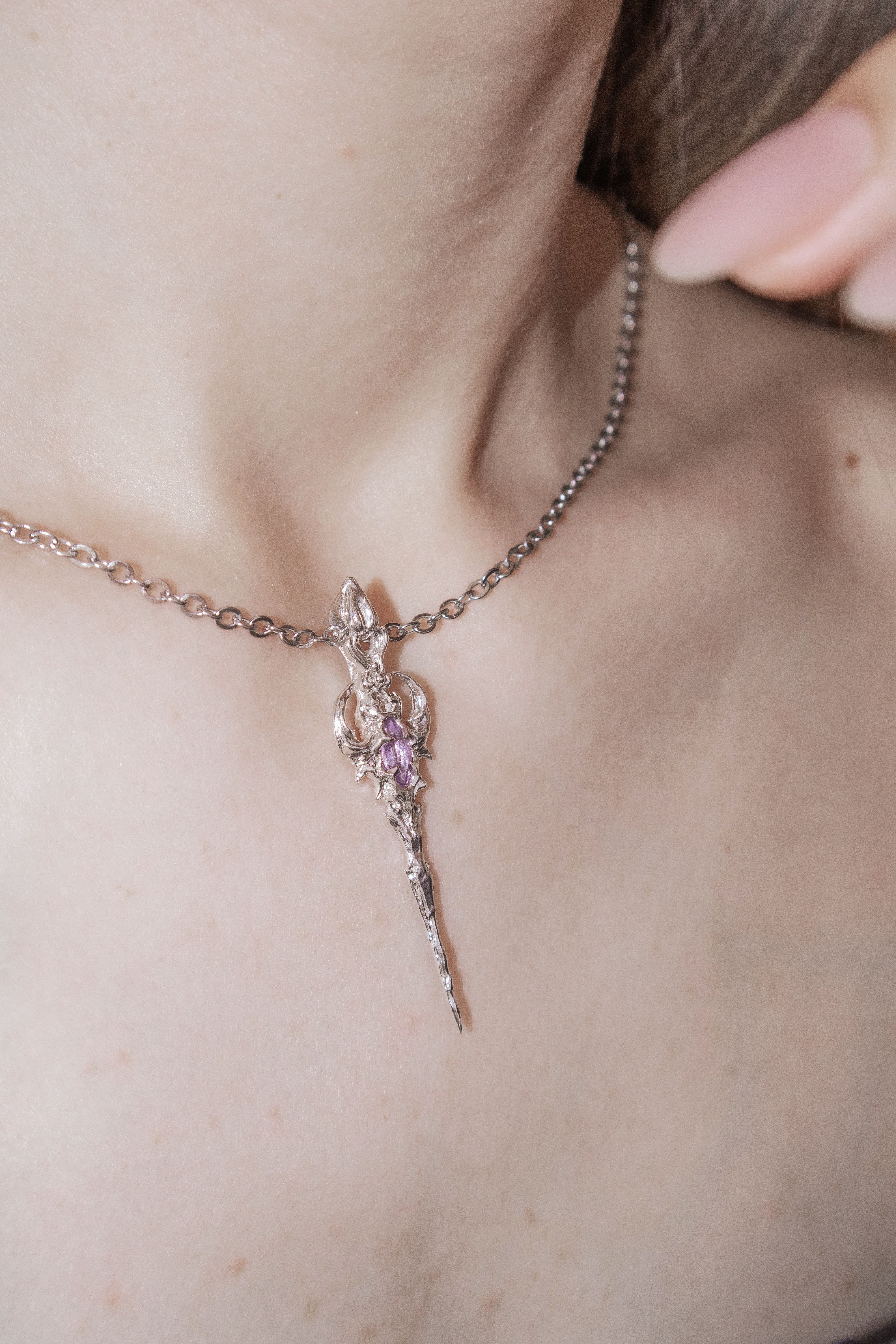 Gothic Cybersigilism sword with Amethyst