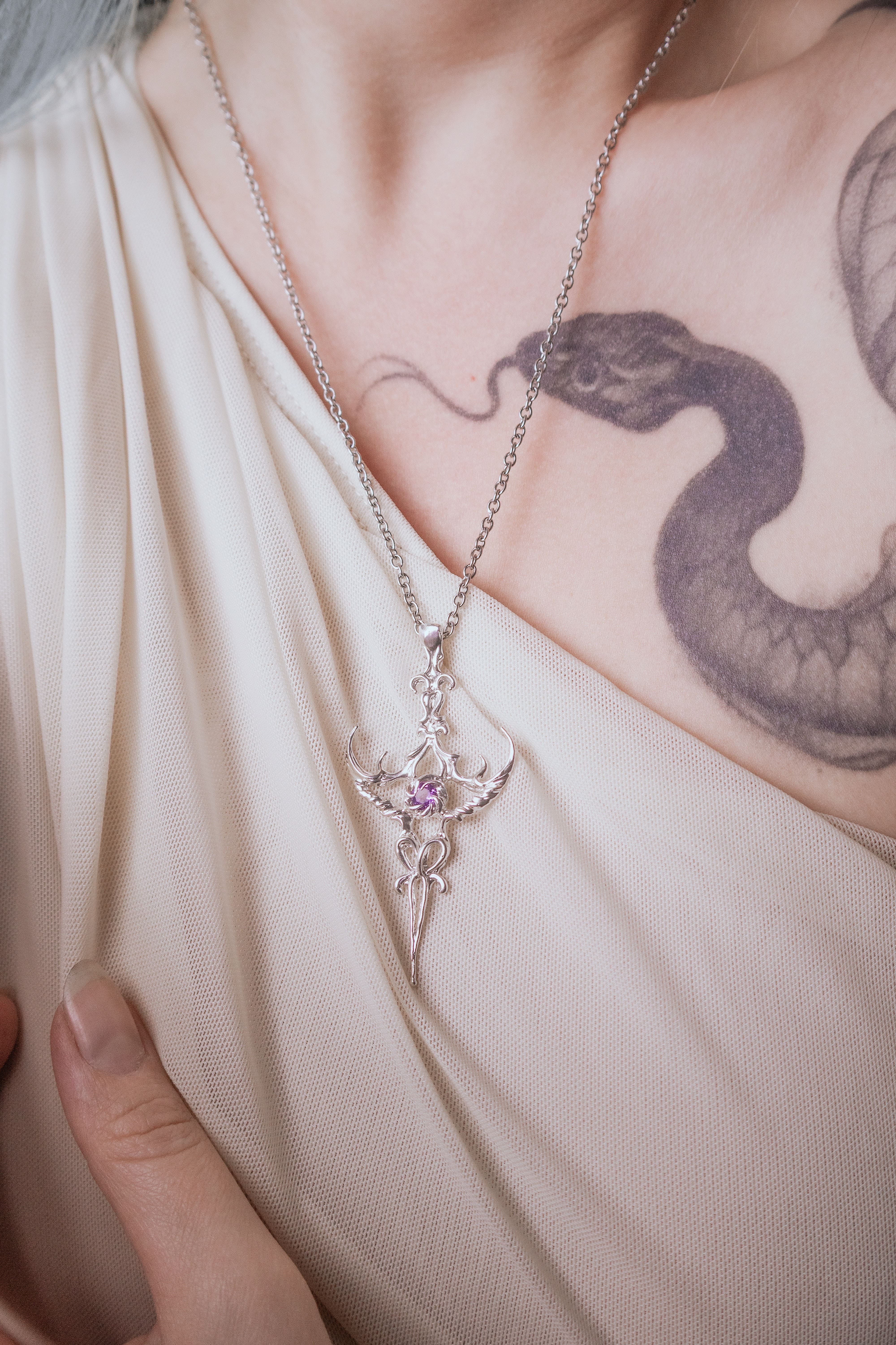 Chunky pendant with Amethyst