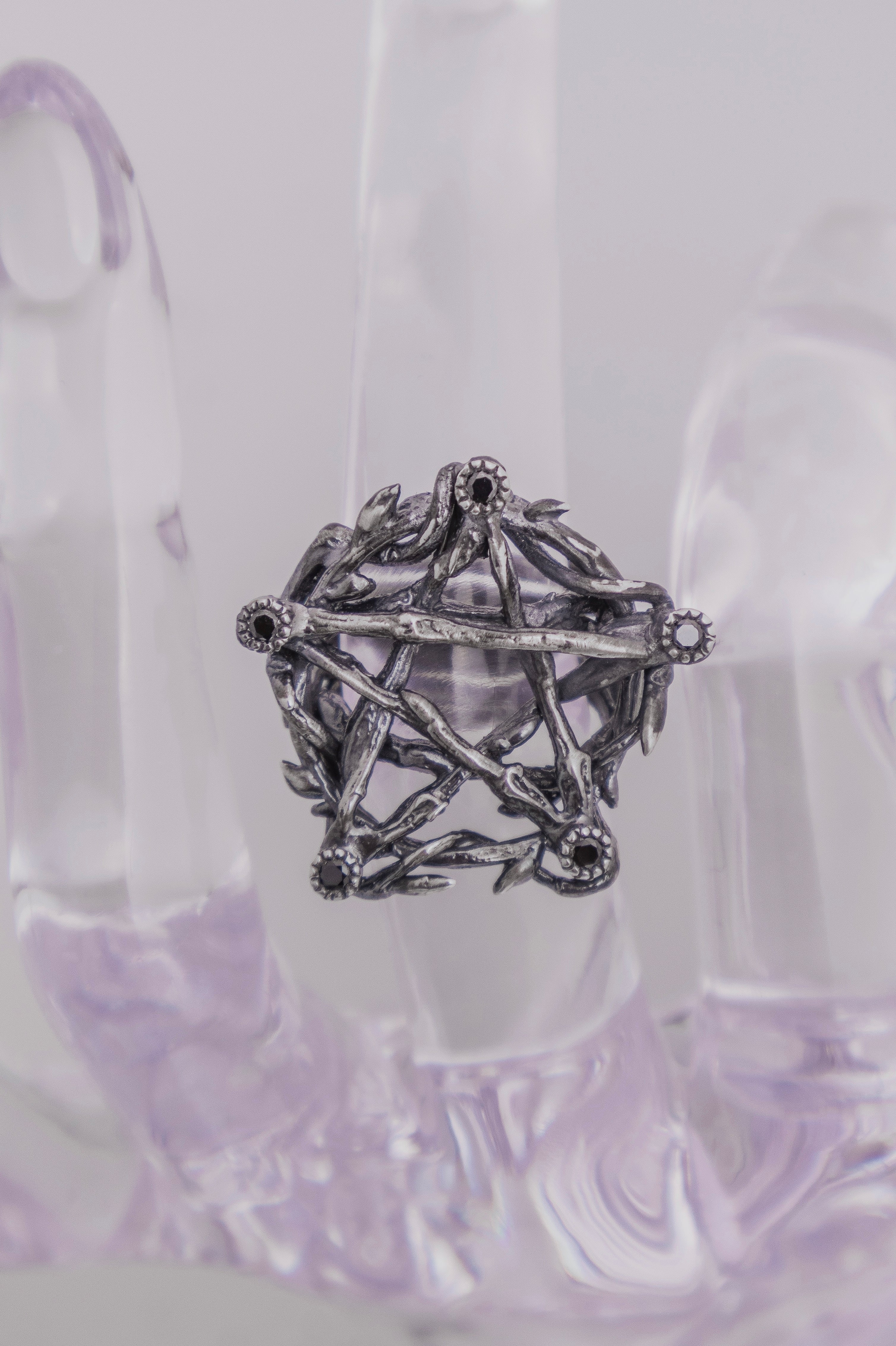 Pentagram ring with stones Size 15