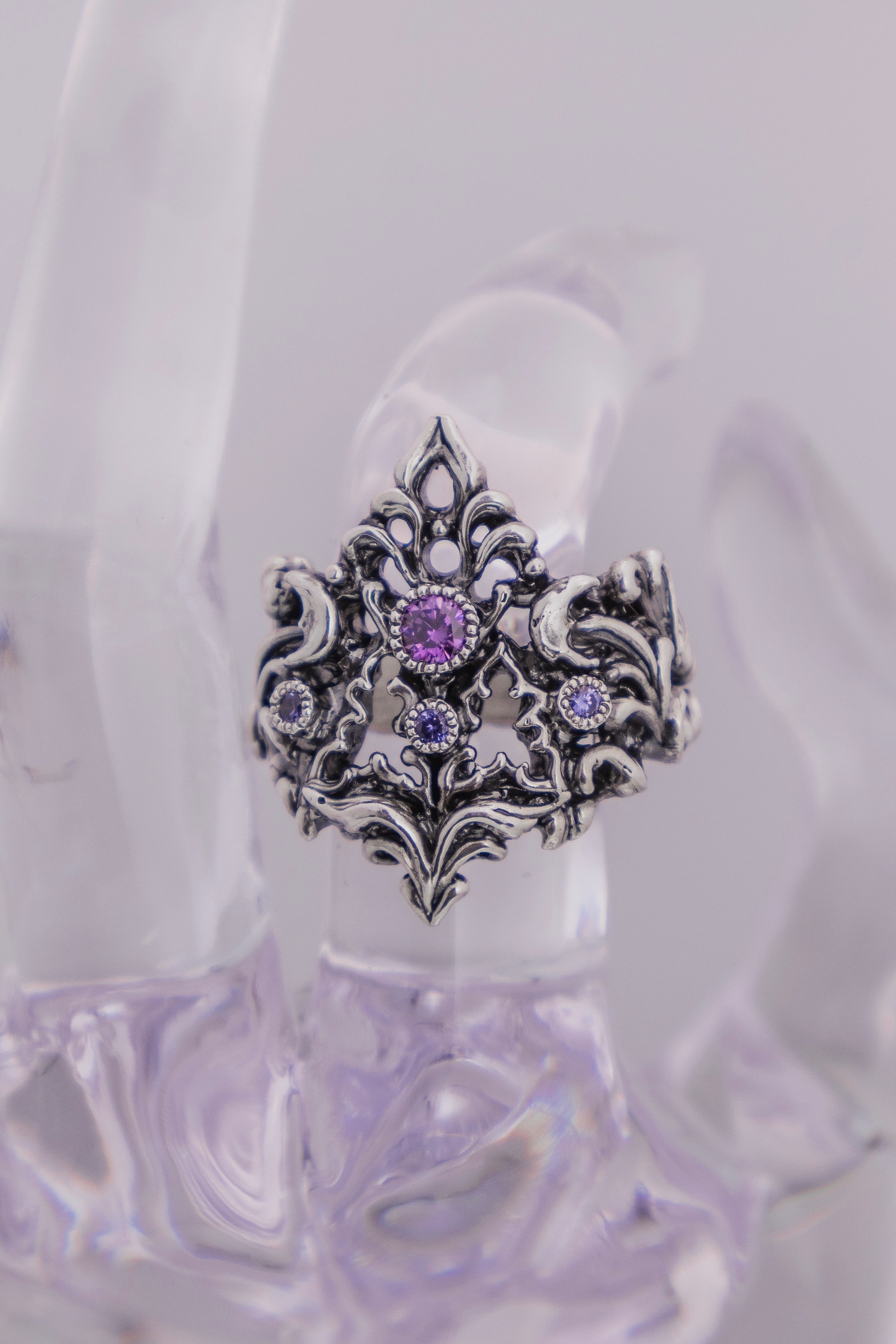Gothic Arch Ring with Stones