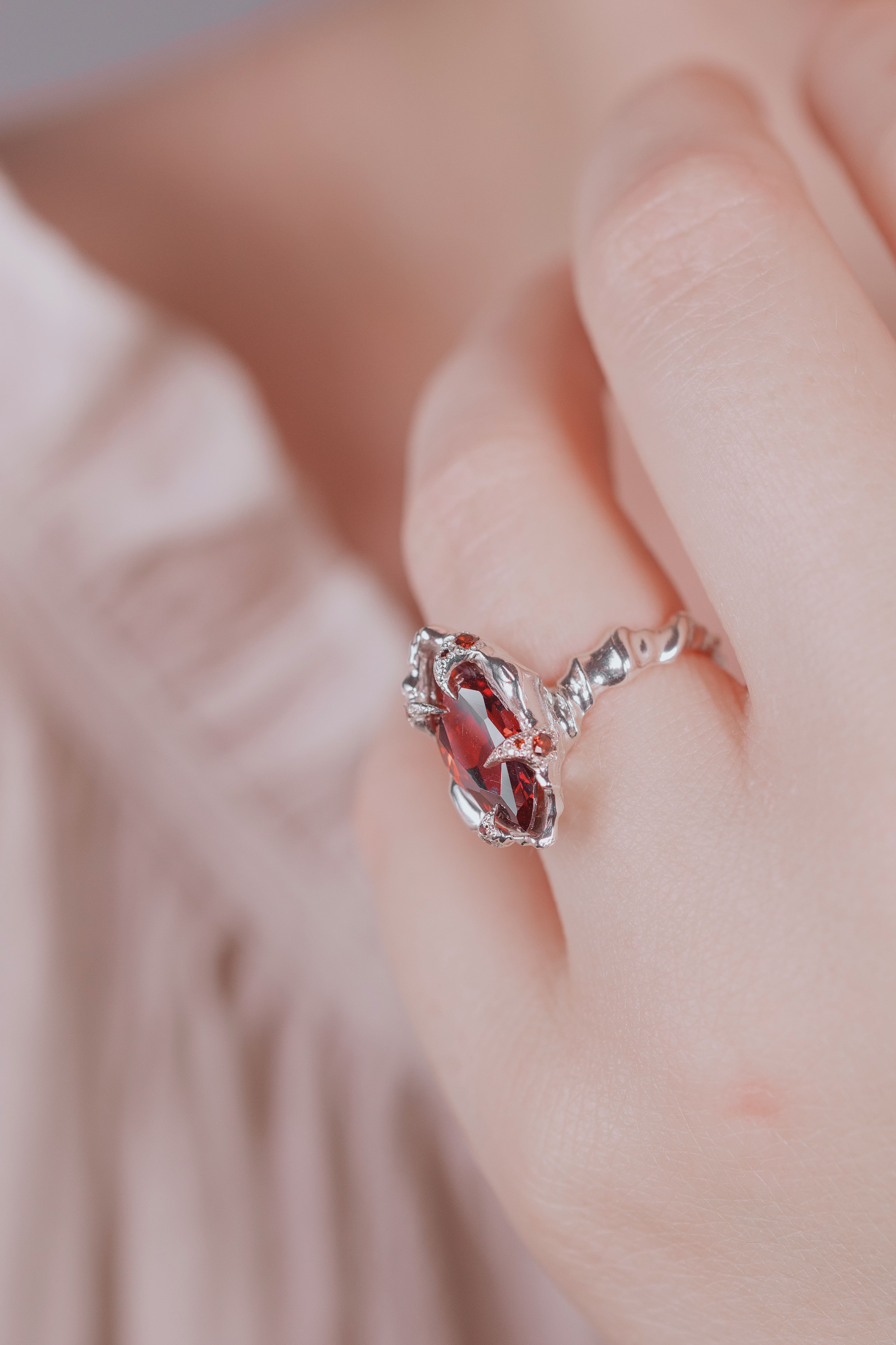 Organic Red CZ Ring