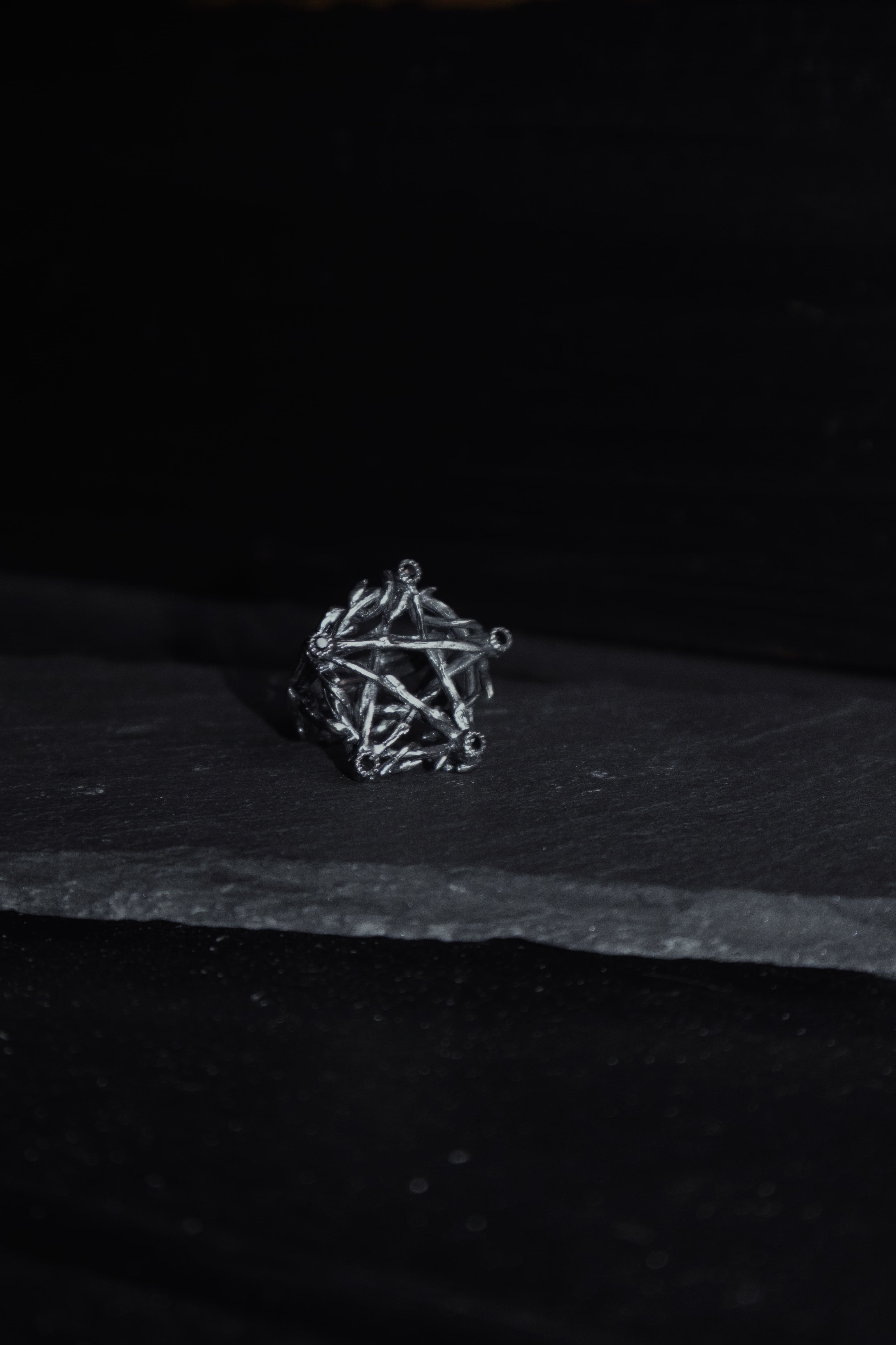 Pentagram ring with stones Size 15