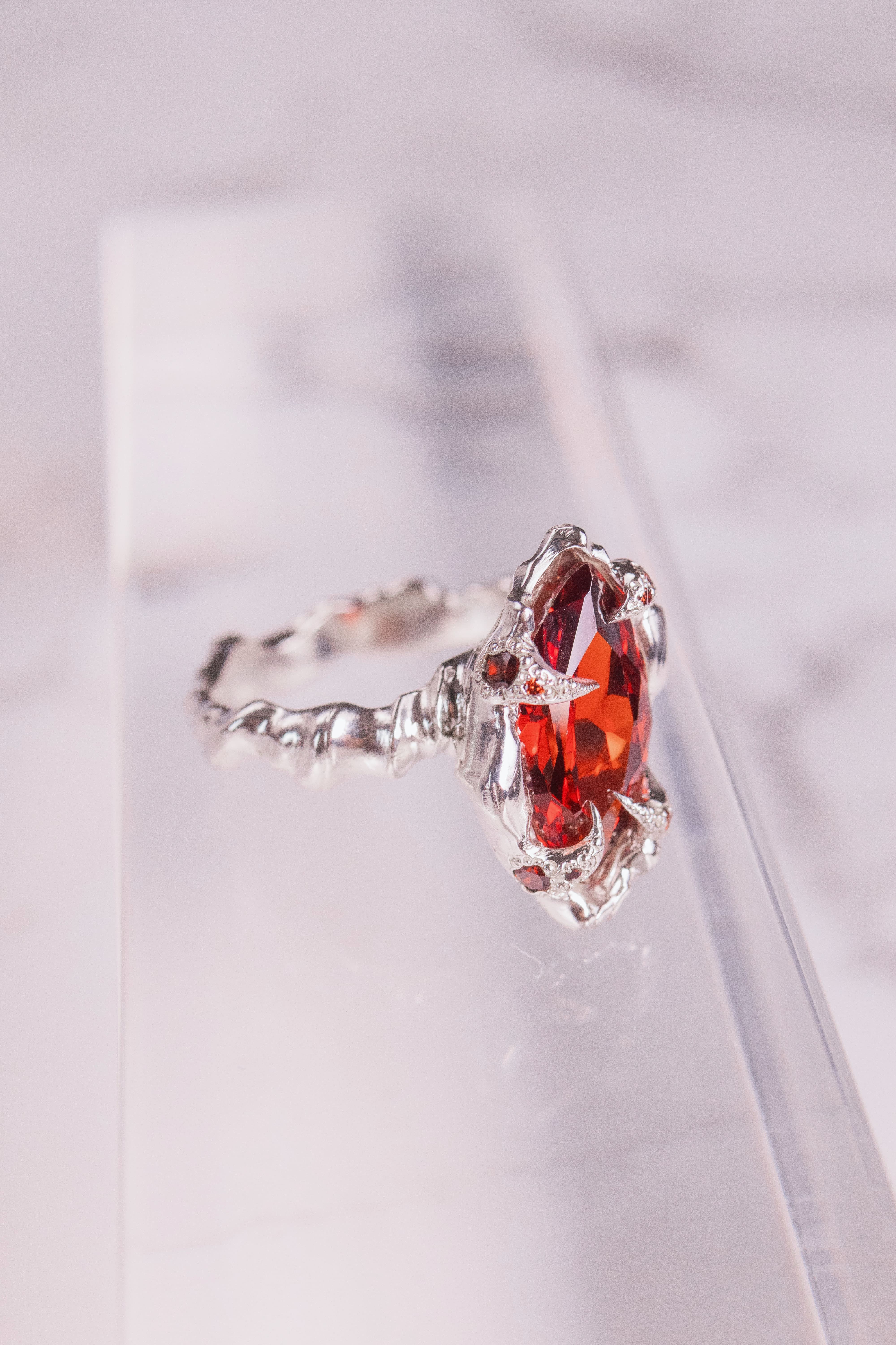 Organic Red CZ Ring