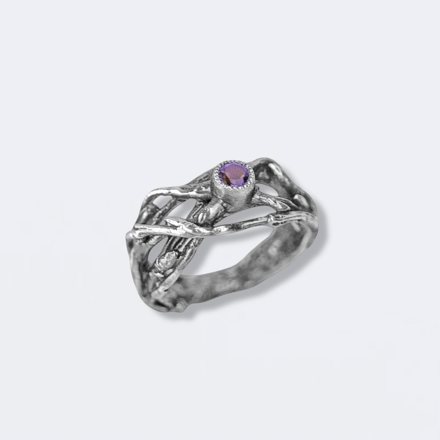 Ring with branches and stone