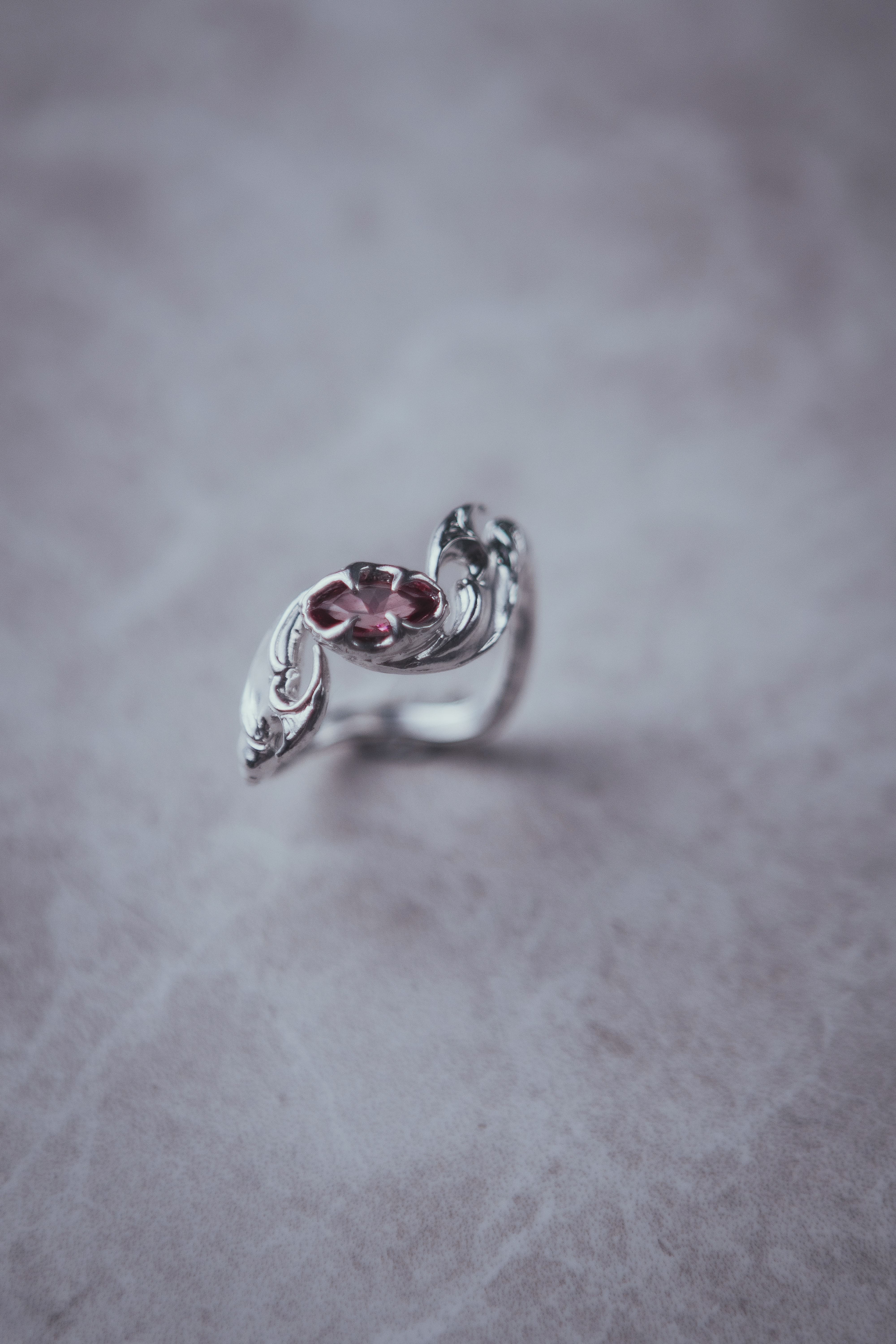 Tribal ring with marquise stone