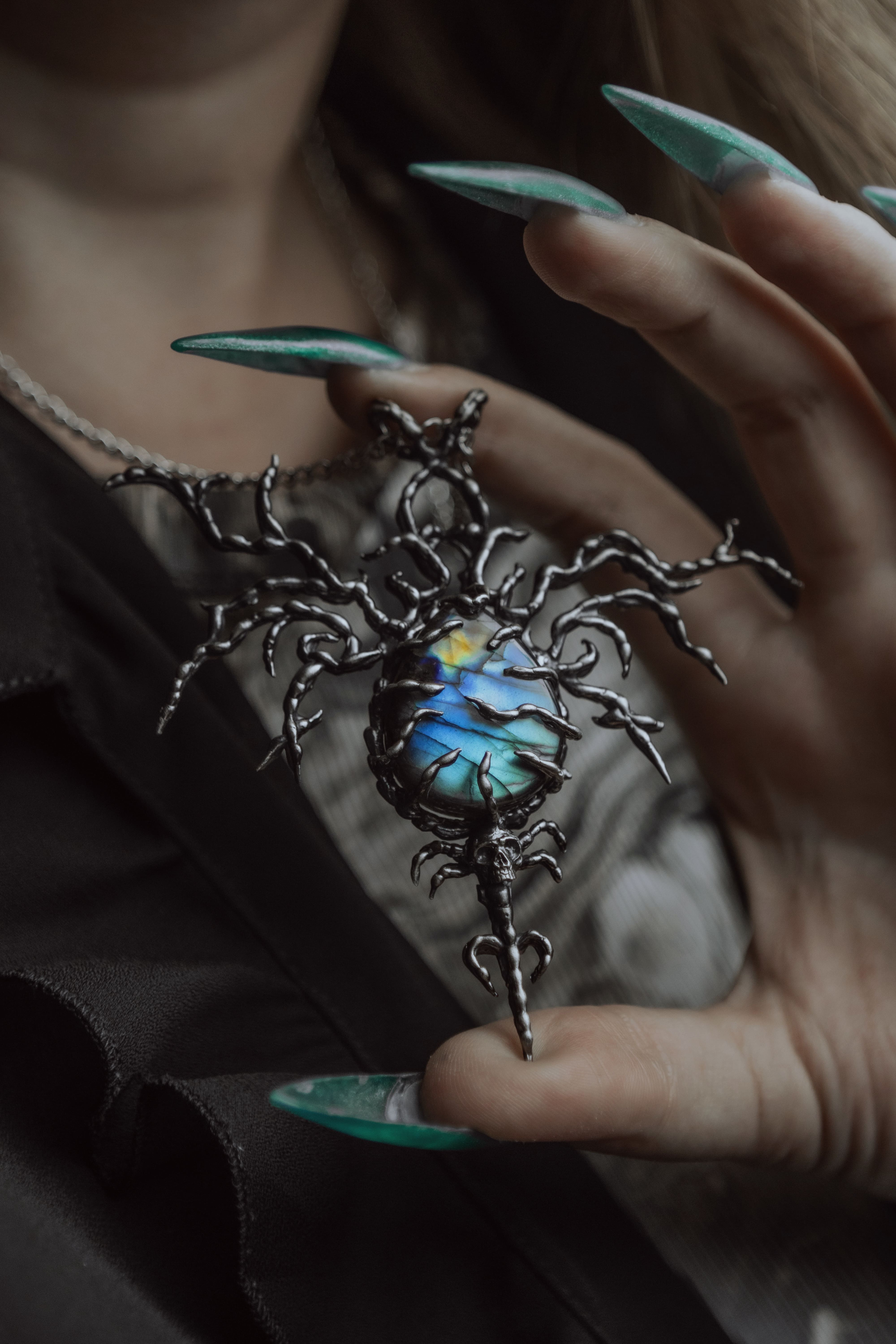 One-of-a-kind massive pendant with labradorite