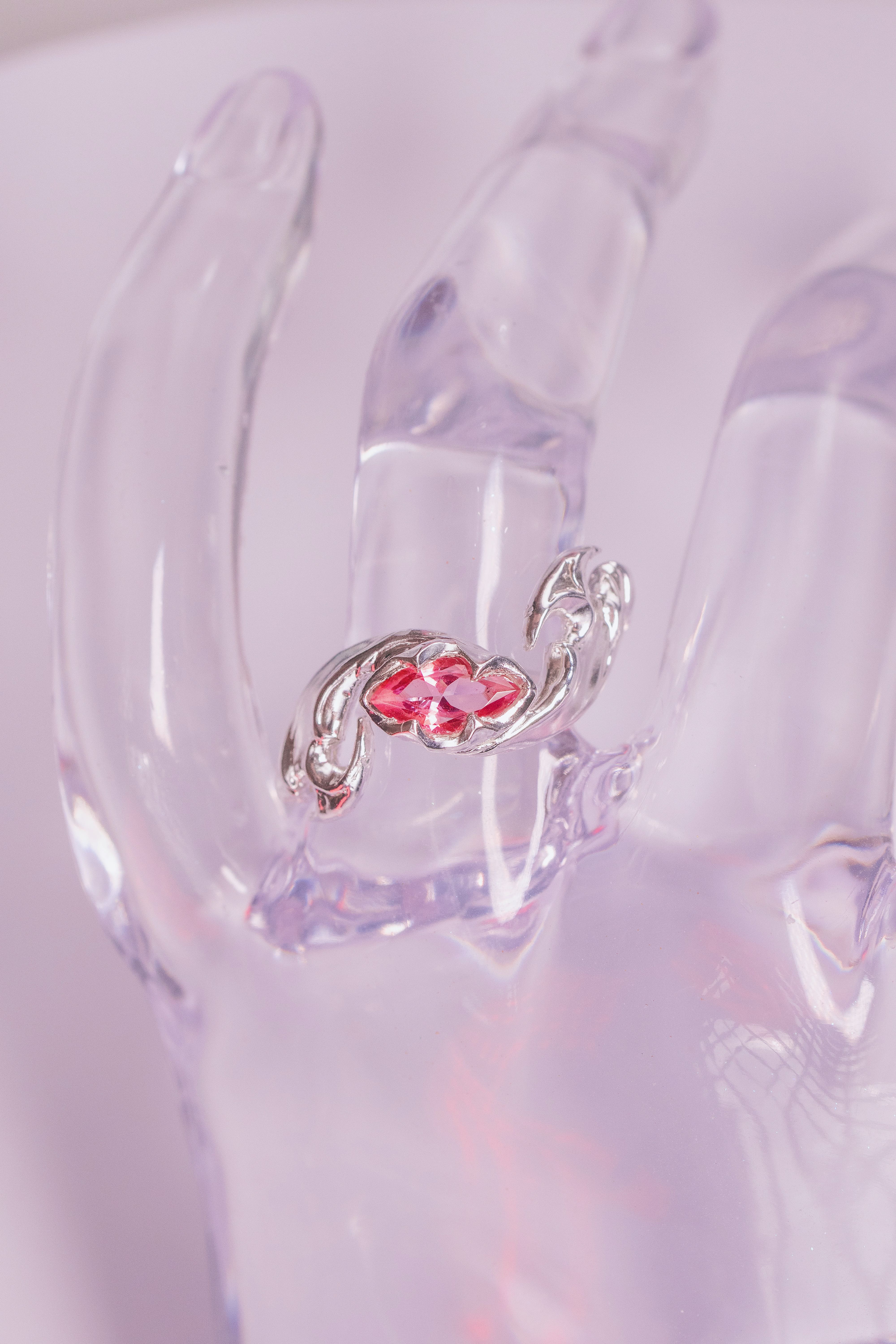 Tribal Ring with a Marquise-Cut Gem