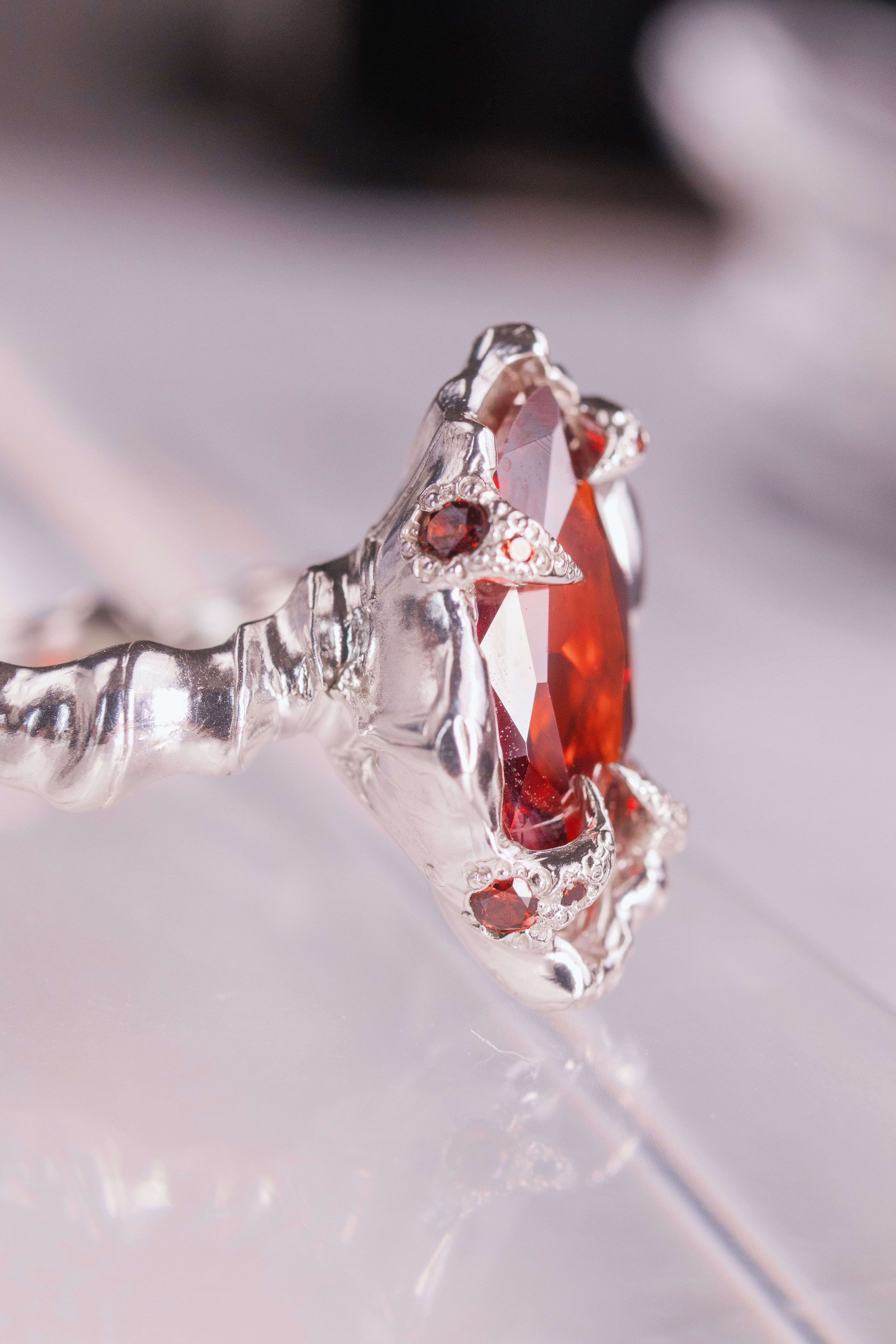 Organic Red CZ Ring