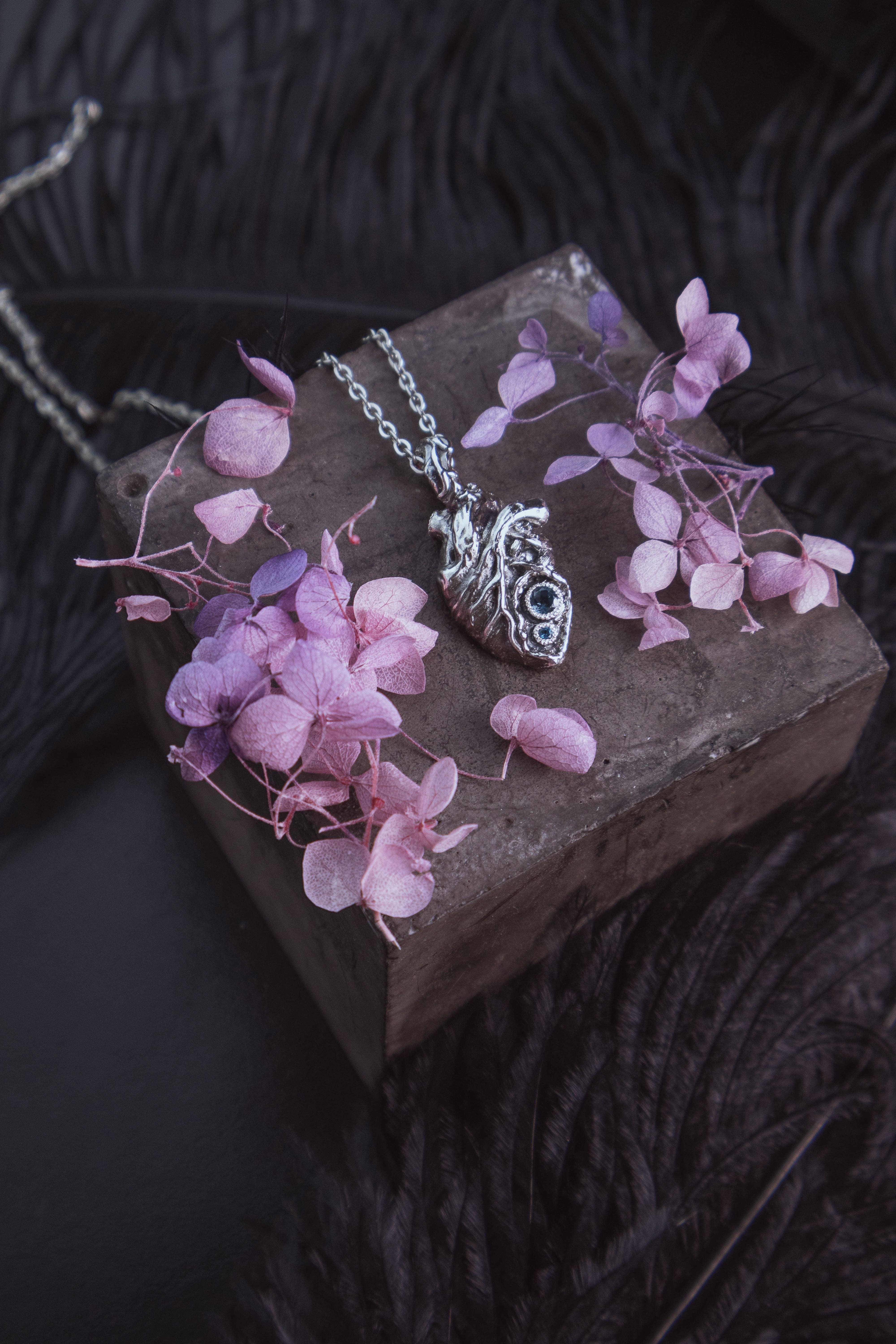 Anatomical heart with gemstones